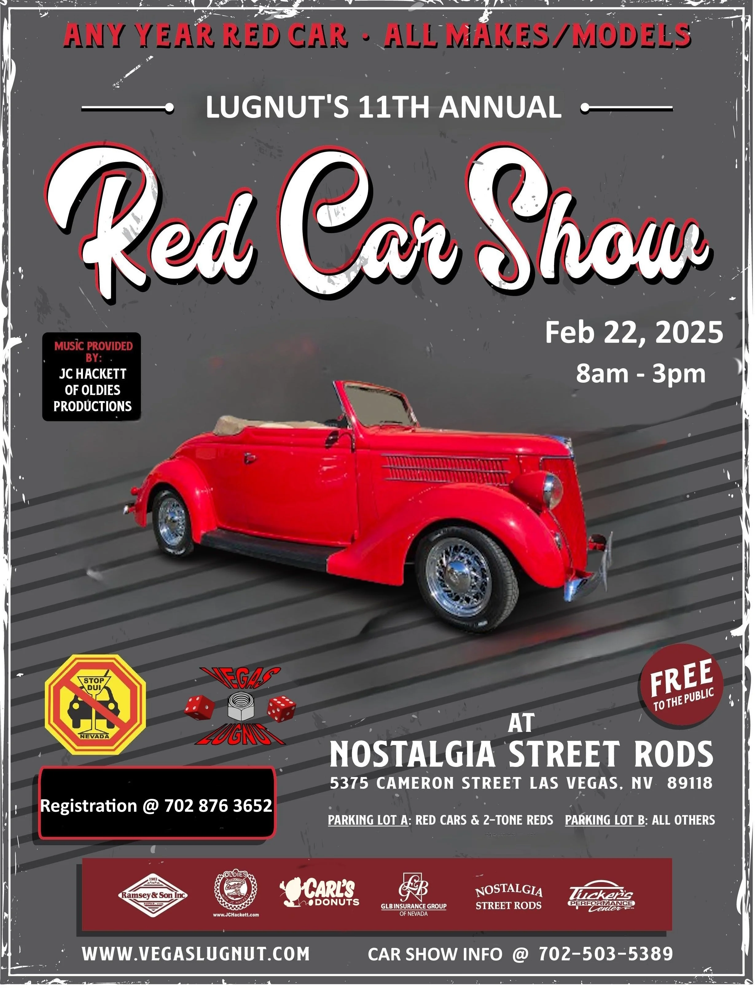 12th Annual RED CAR SHOW, 8a-3p, Las Vegas Nevada, 5375 Cameron St. 702-876-3652  or 702-503-5389