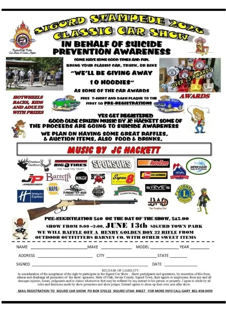 Sigurd Stampede FREE Car-Truck-Motorcycle Show, Sigurd Town Park 801-458-0493 Gary Hart