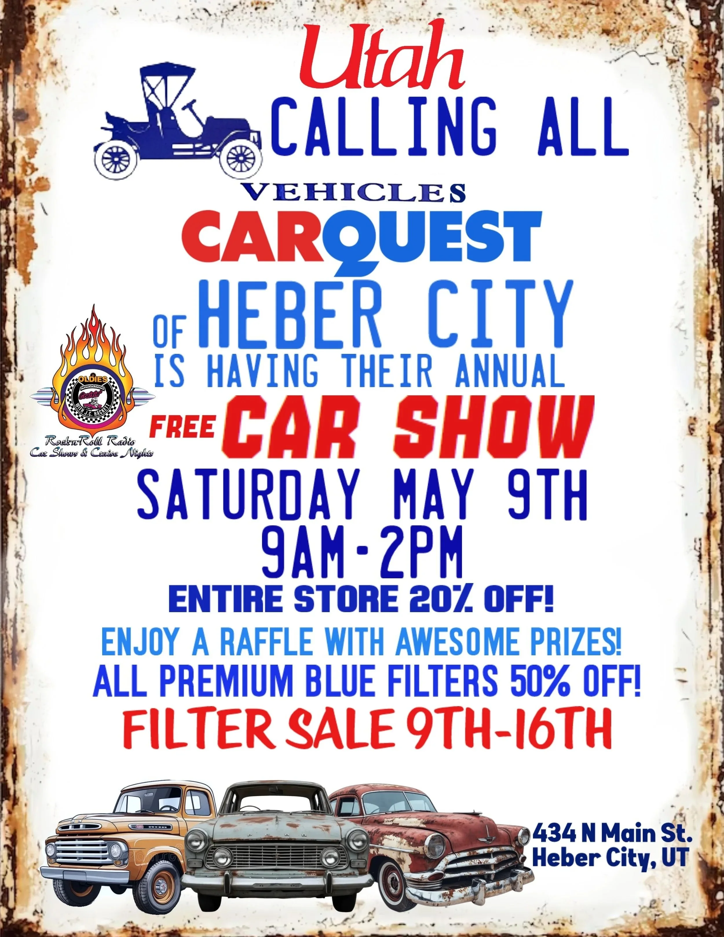 HEBER CARQUEST -- FREE CAR SHOW!  434n Main St, 435-654-1520  - Jason  9a to 2p 