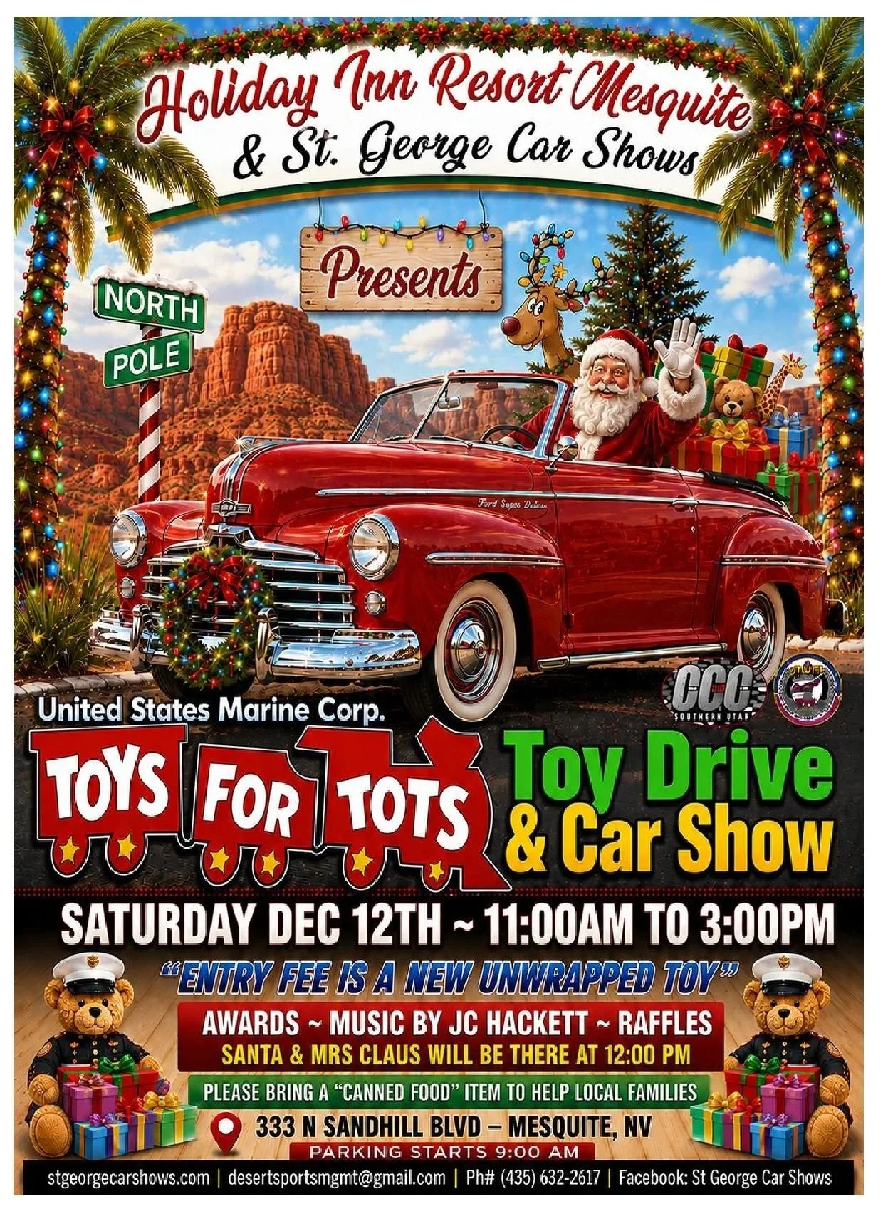 MESQUITE Nevada  TOYS FOR TOTS,  HOLIDAY INN RESORT, Mesquite Nevada, 333n Sandhill Blvd Darren 435-623-2617 or Shane 435-619-9770 