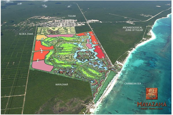 Planned expansion of Tulum town to the sea. 