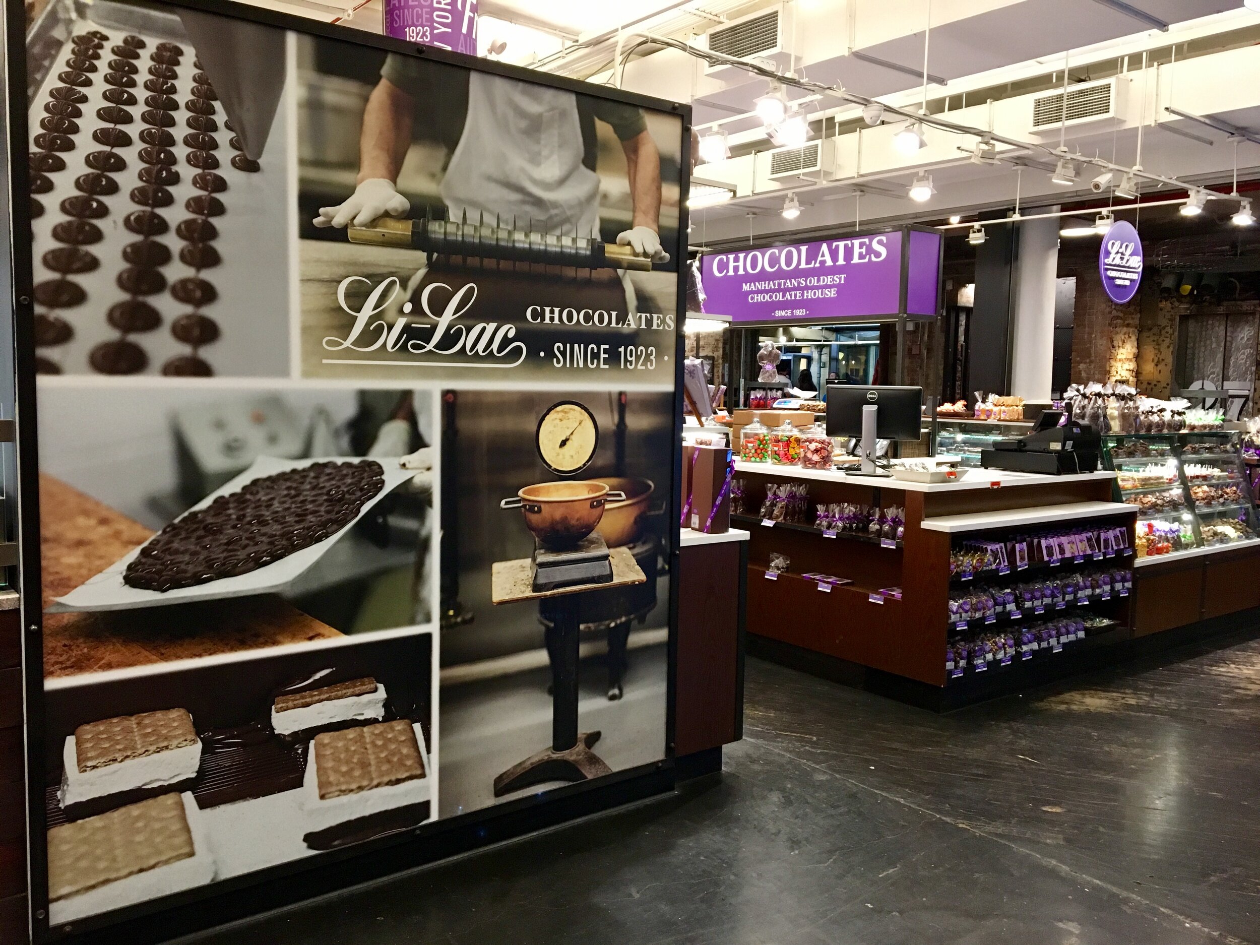 Lilac Chocolate kiosk at Chelsea Market