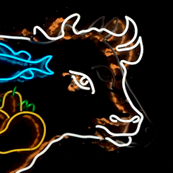Animation of neon cow winking