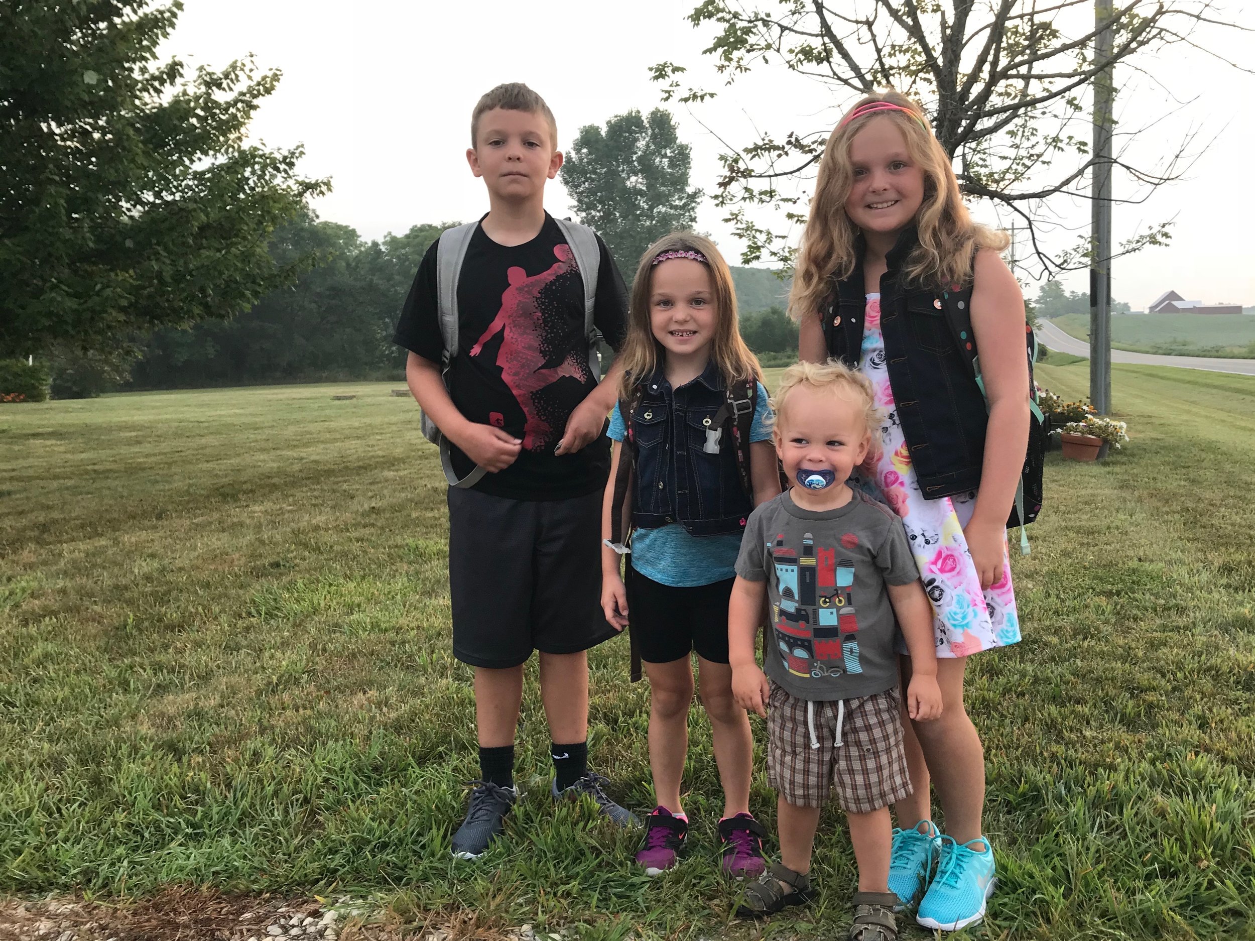 First day of school 2018, at the bus stop. Grace upon grace upon grace upon grace.