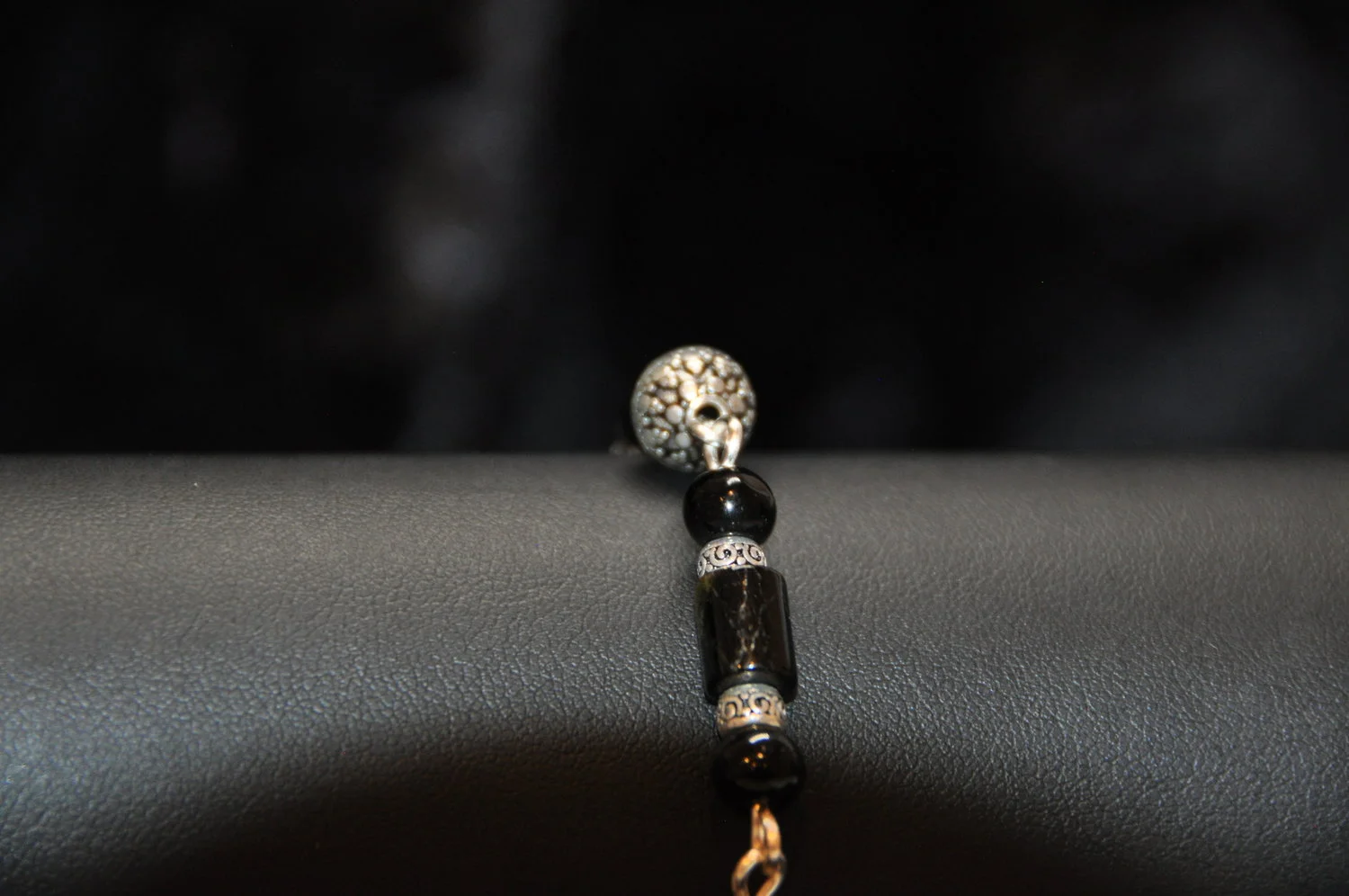 8+1_2%22+Black+Tourmaline,+Silver+&+Obsidian+Bracelet+4.jpg