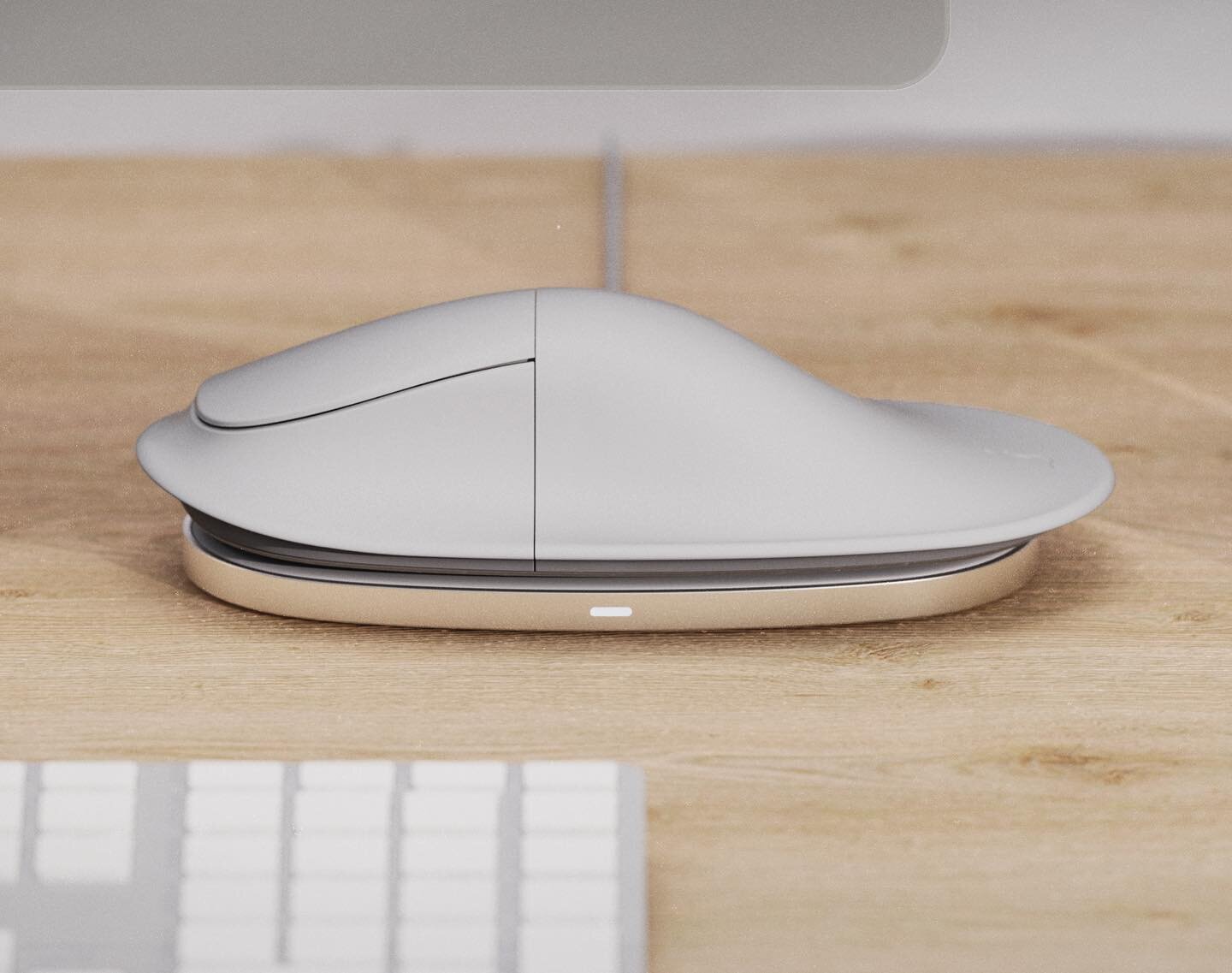 Ran a handful of in context renderings to showcase how the mouse would look and feel in the apple ecosystem.

Notice that the mouse&rsquo;s wireless charger also charges your iPhone while you&rsquo;re working throughout the day. 

More to come!