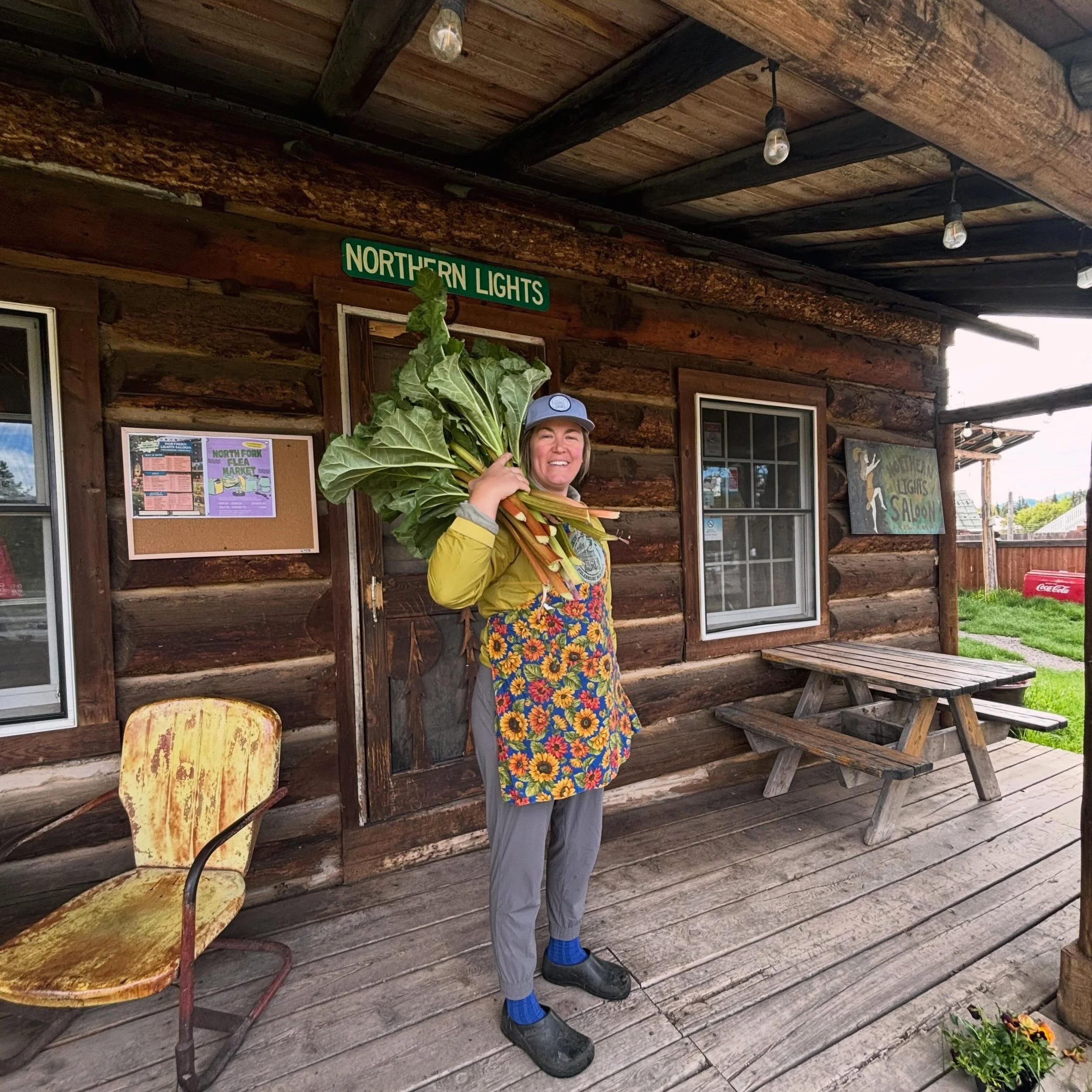 After harvesting some local rhubarb for pies Katie is ready to get this party started. We open our doors at 4pm today! We&rsquo;ve been cleaning, cooking, prepping, batching, baking, dusting, taste-testing, mowing, folding, planting, training and jus