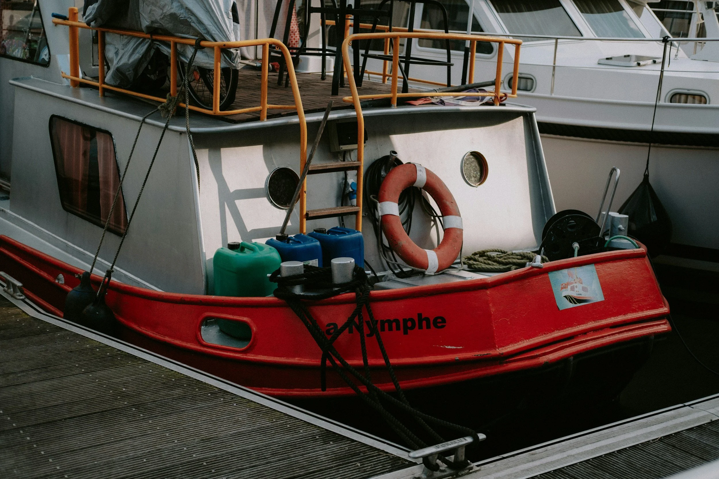 Professionally maintained boat at a marina