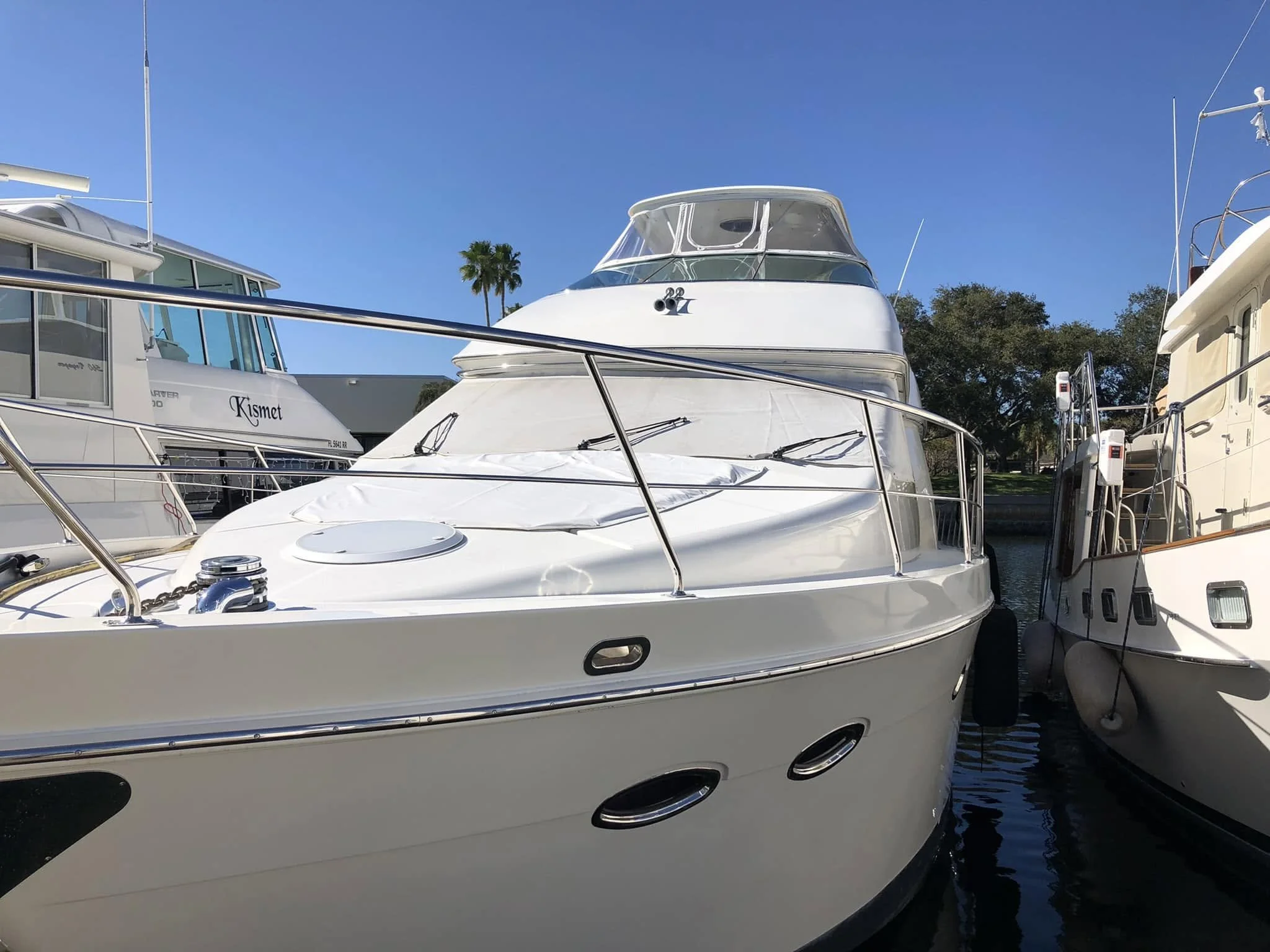 White boat hull after professional detailing