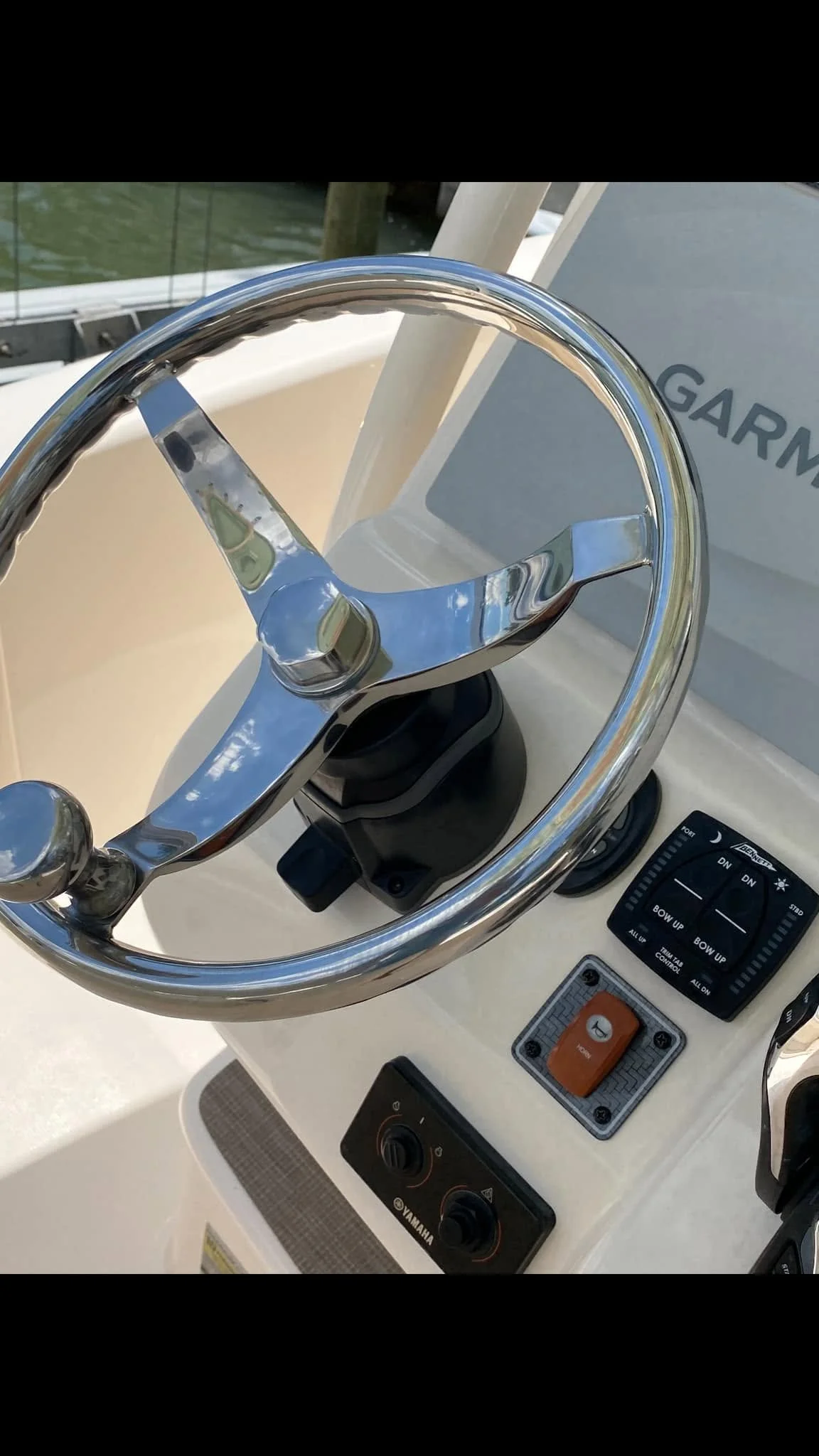 Weathered stainless steel boat hardware