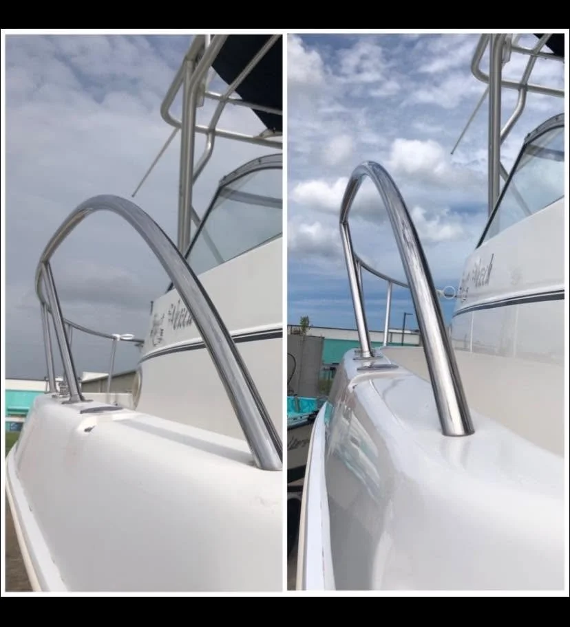 Boat surface before and after restoration