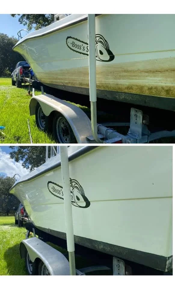 Boat deck after professional waxing