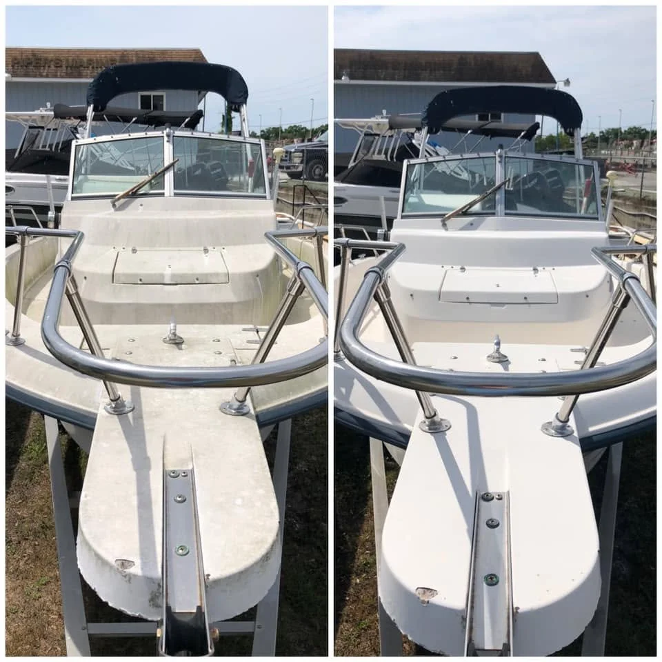 Boat before and after full detailing