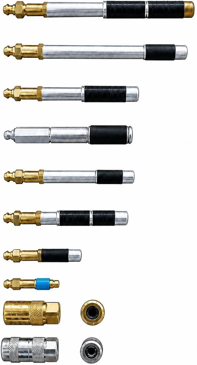 Grease nipple packers and connectors, full range of sizes in brass and aluminium