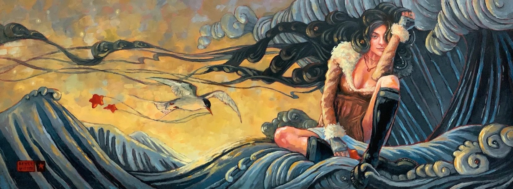  Solstice Song 
 Oils on wood panel, 18” x 48”, 2019. 