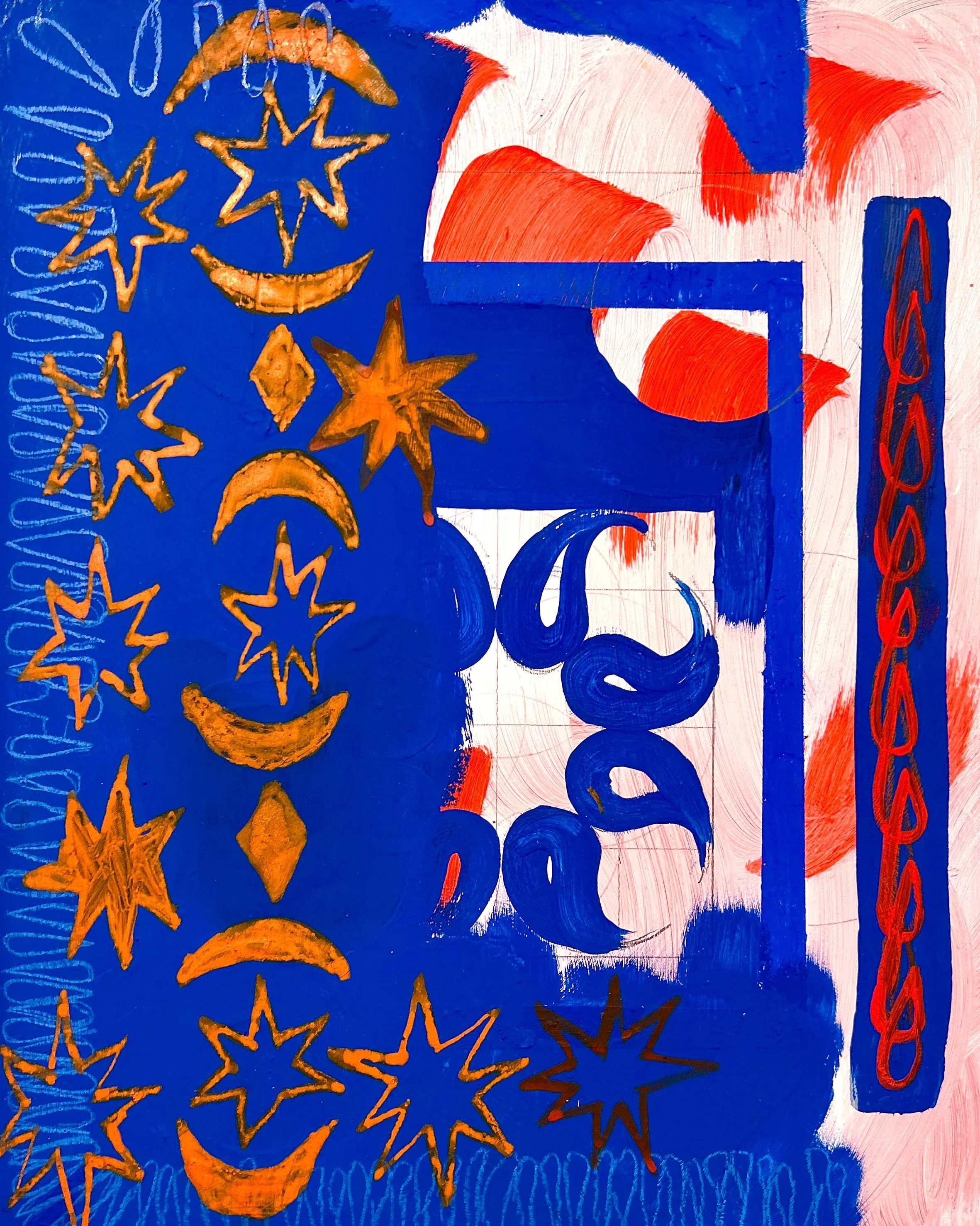 "Untitled", pencil and acrylic on wood, 14x11", 2023