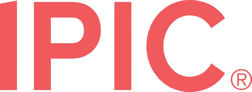 Close-up of the red logo for the company IPIC, showing the letters 'IPIC' with a registered trademark symbol.