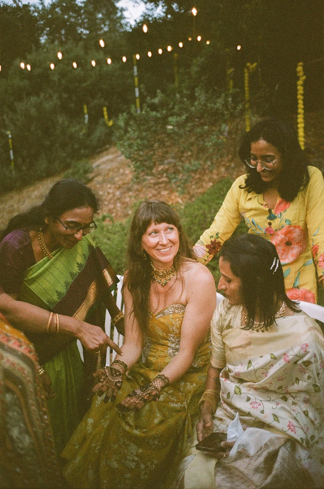 guests gathered in redwood grove for wedding ceremony Waterfall Lodge