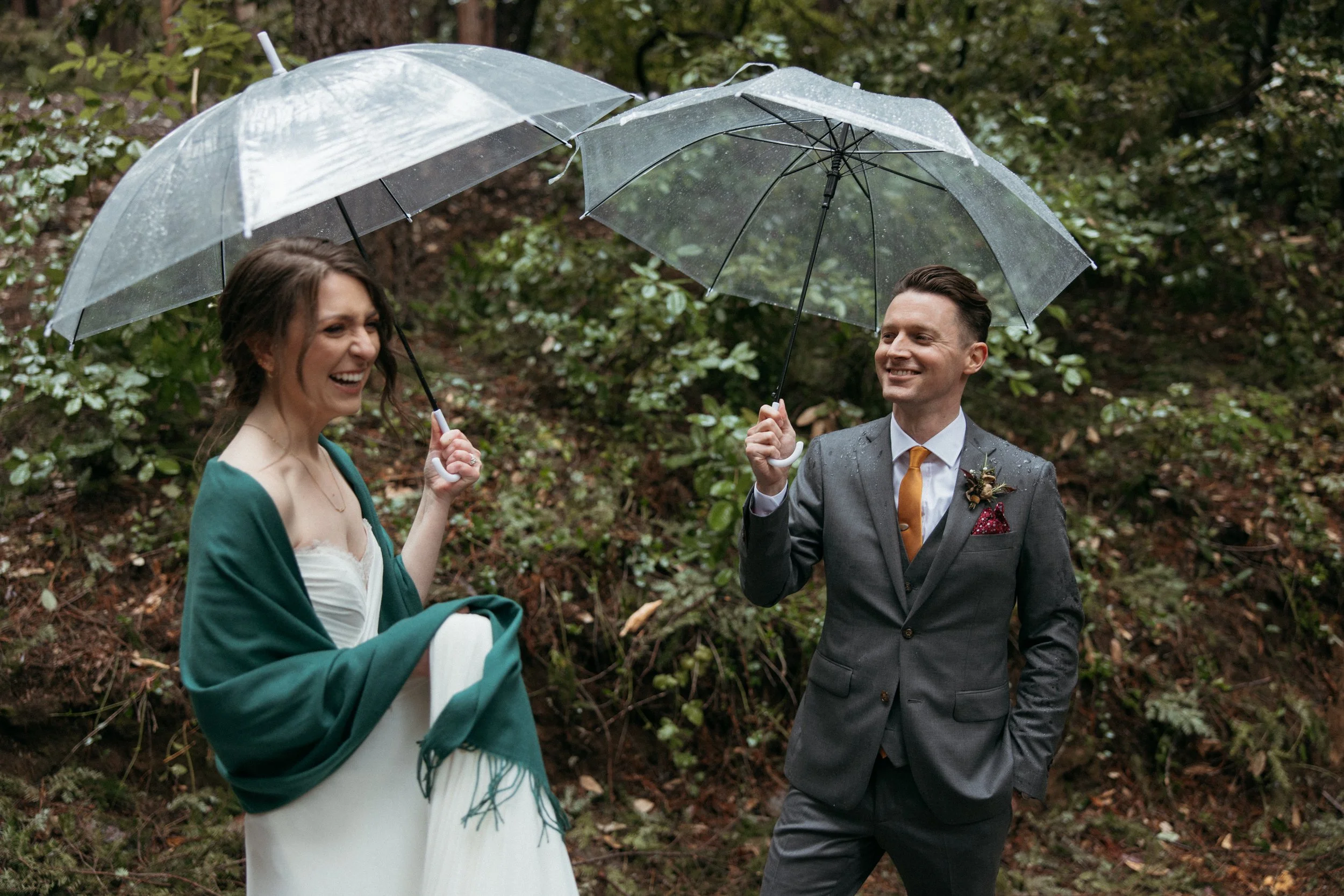 secular wedding ceremony beneath redwoods Waterfall Lodge