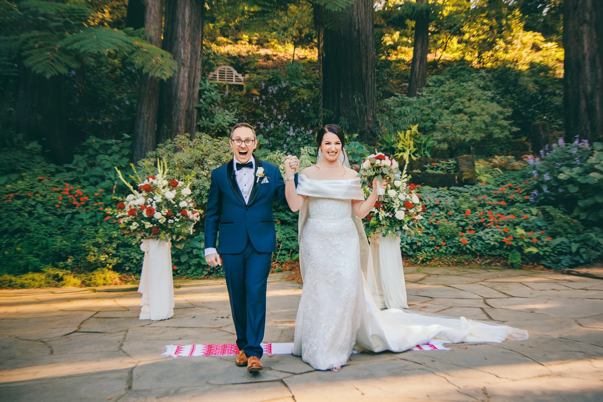 Newlyweds after their Nestldown wedding ceremony in Los Gatos