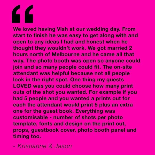 It&rsquo;s Feedback Friday time!

We had the privilege of providing our unique photo booth service to Kristianne &amp; Jason in a town called Euroa on 28th Feb.

So glad to recieve such a glowing feedback on all our service offerings.

Thank You @kri