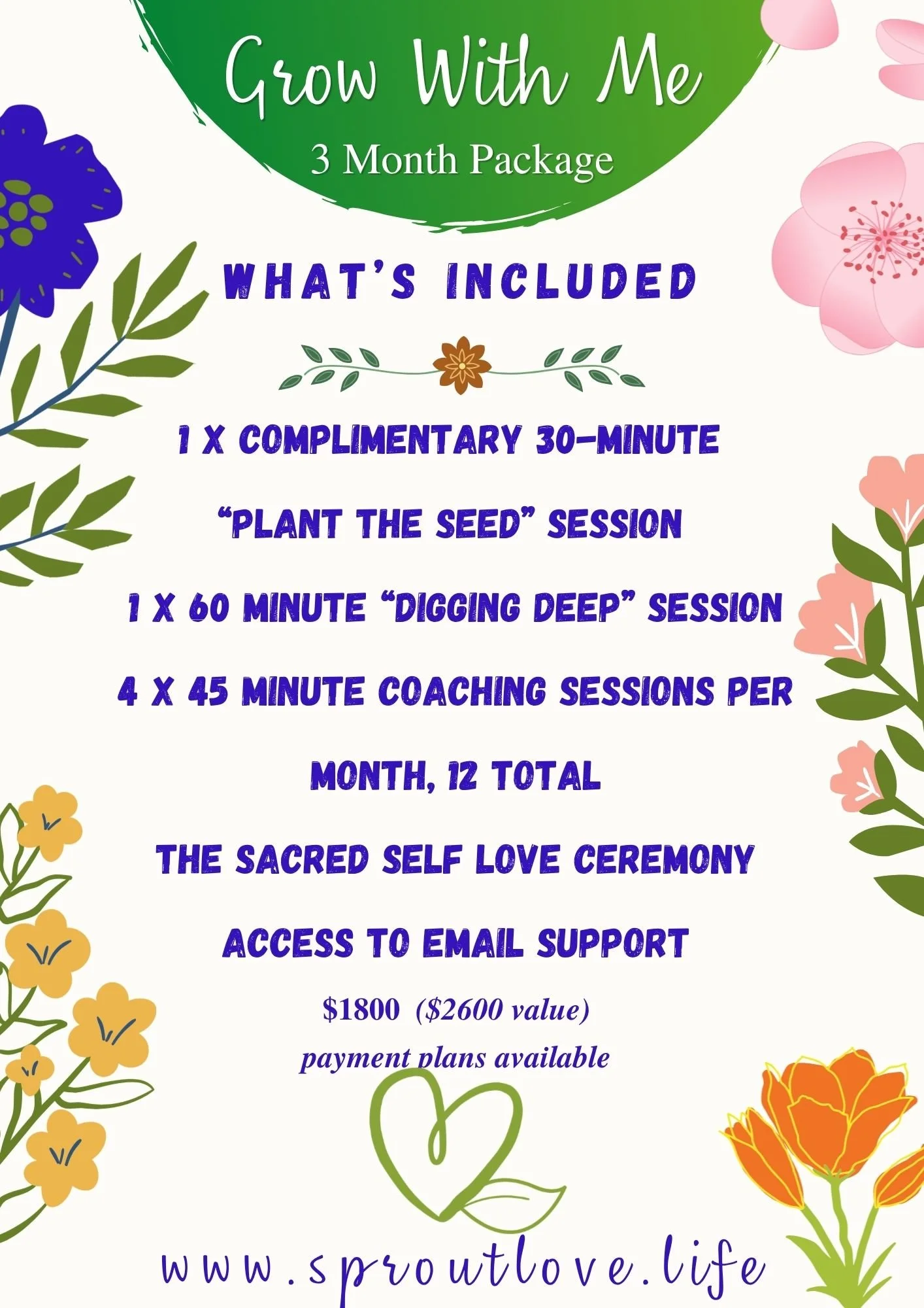 3 Month Coaching Package- Grow With Me