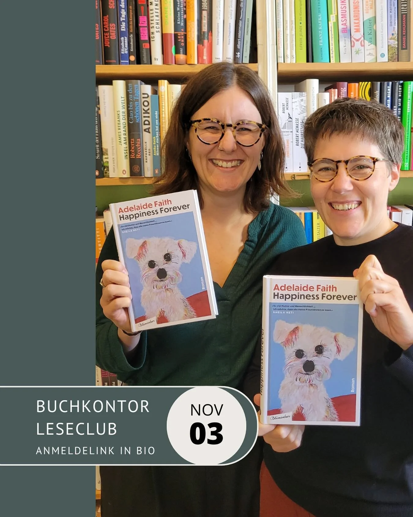 Vorletzter Leseclub 2025!
Vielen Dank jetzt schon für das große Interesse an unserem Leseclub. Wir freuen uns auf ein weiteres, anregendes Gespräch - dieses Mal zum Titel „Happiness Forever“ von Adelaide Faith, übers