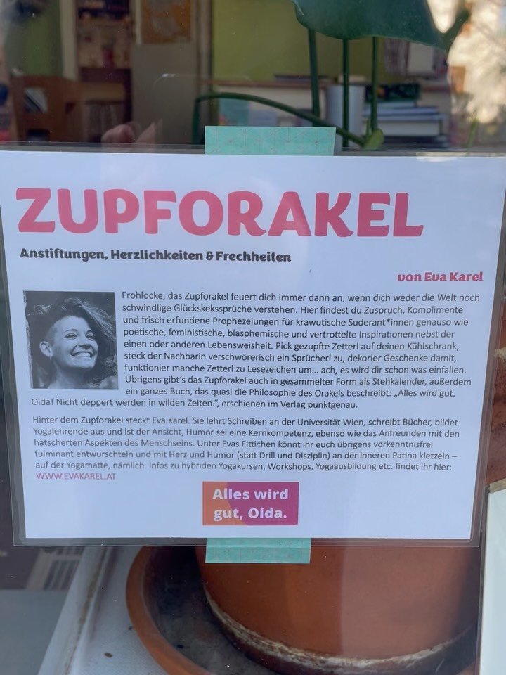 Was f&uuml;r ein sch&ouml;ner Besuch heute! Ihr seid ab sofort alle eingeladen 24/7 an unserem Schaufenster zu zupfen! Tausend Dank an @eva_karel_om_oida f&uuml;r Ihre gro&szlig;artigen Zupforakel!