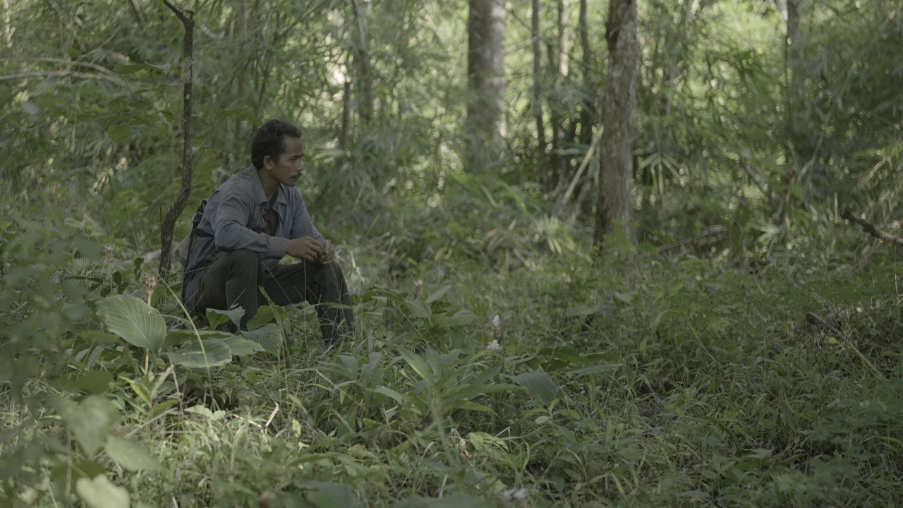 A mahout sits in the forest at EVP Cambodia