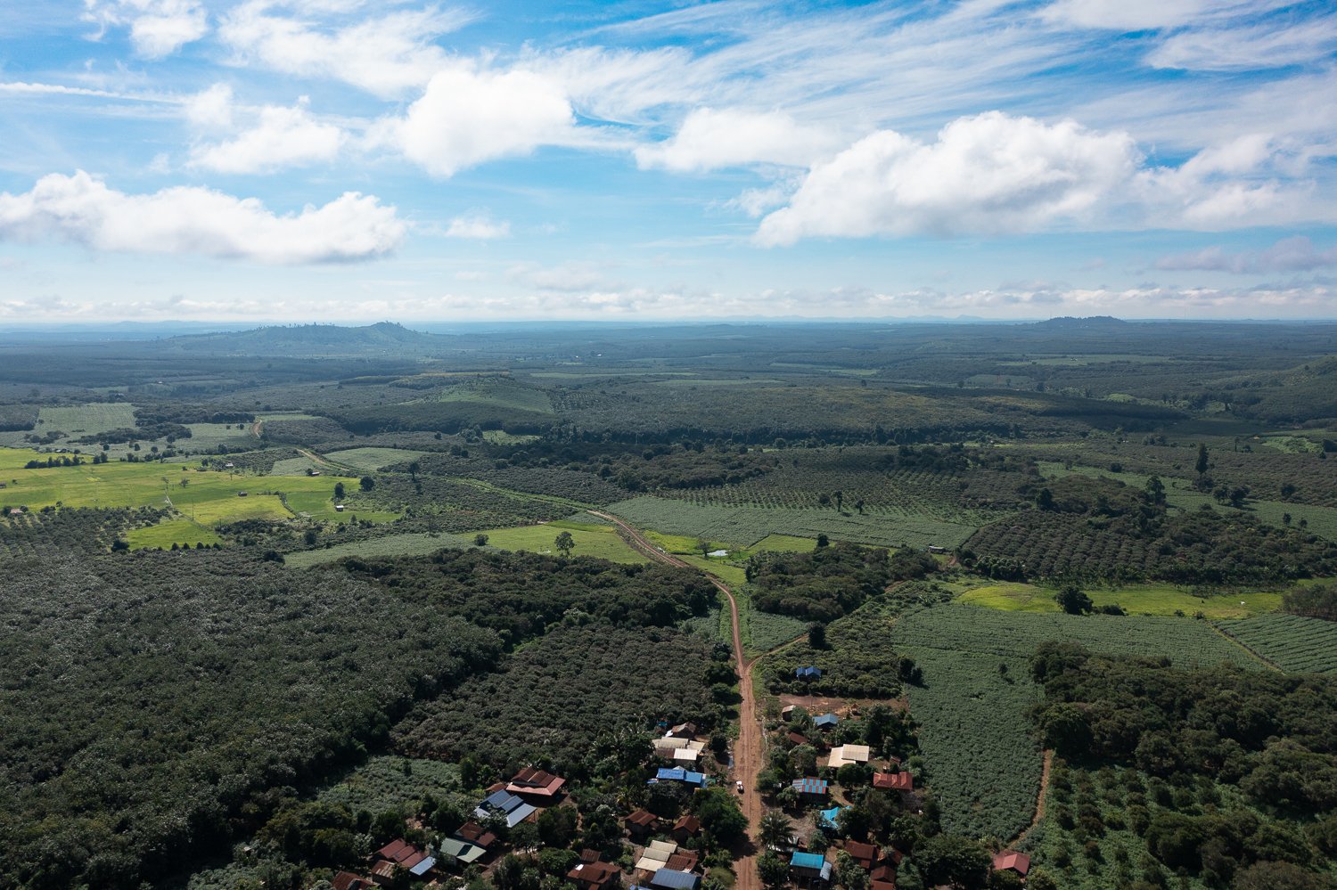 An aerial view of Kamen Village and the surrounding area, 20th August, 2023, Ratanakiri Province, Cambodia