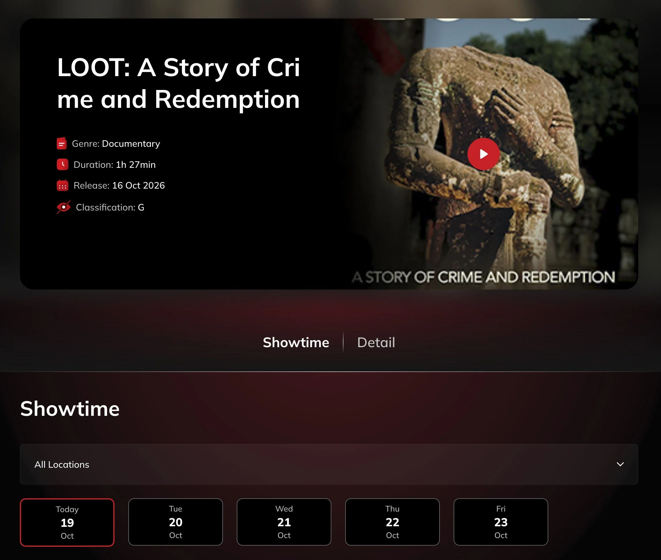 Loot: A Story of Crime and Redemption listed at Legend Cinema Phnom Penh, released 16 October 2026