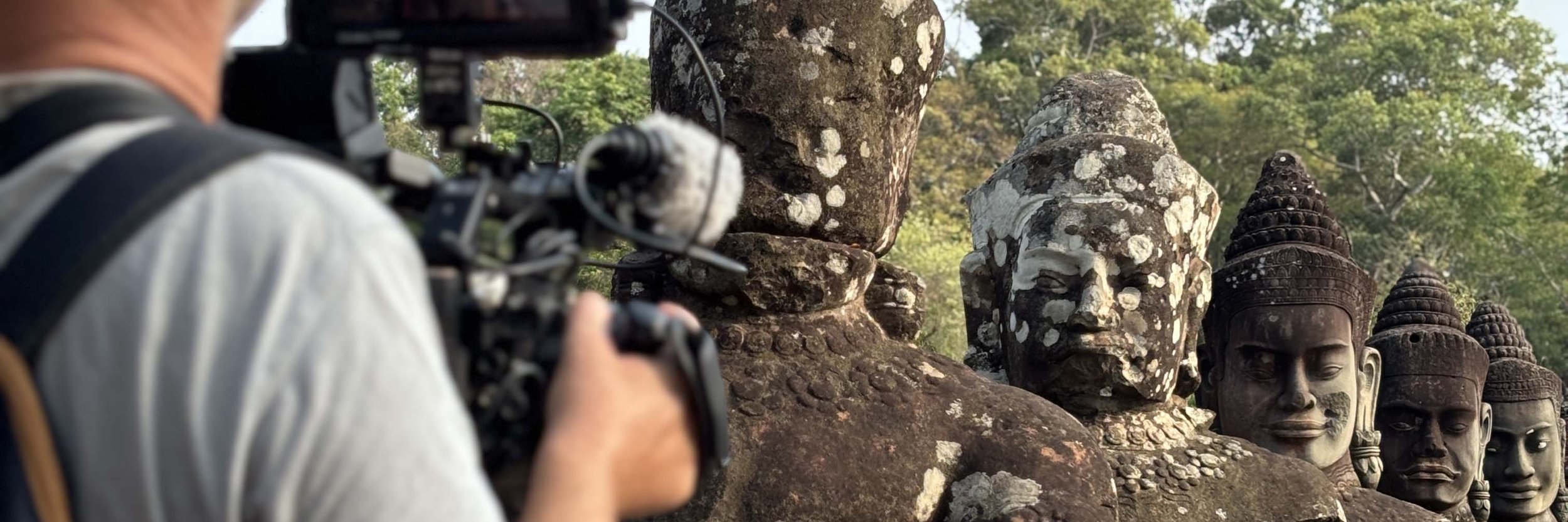 George Jefferies operating camera at Angkor Thom, Cambodia
