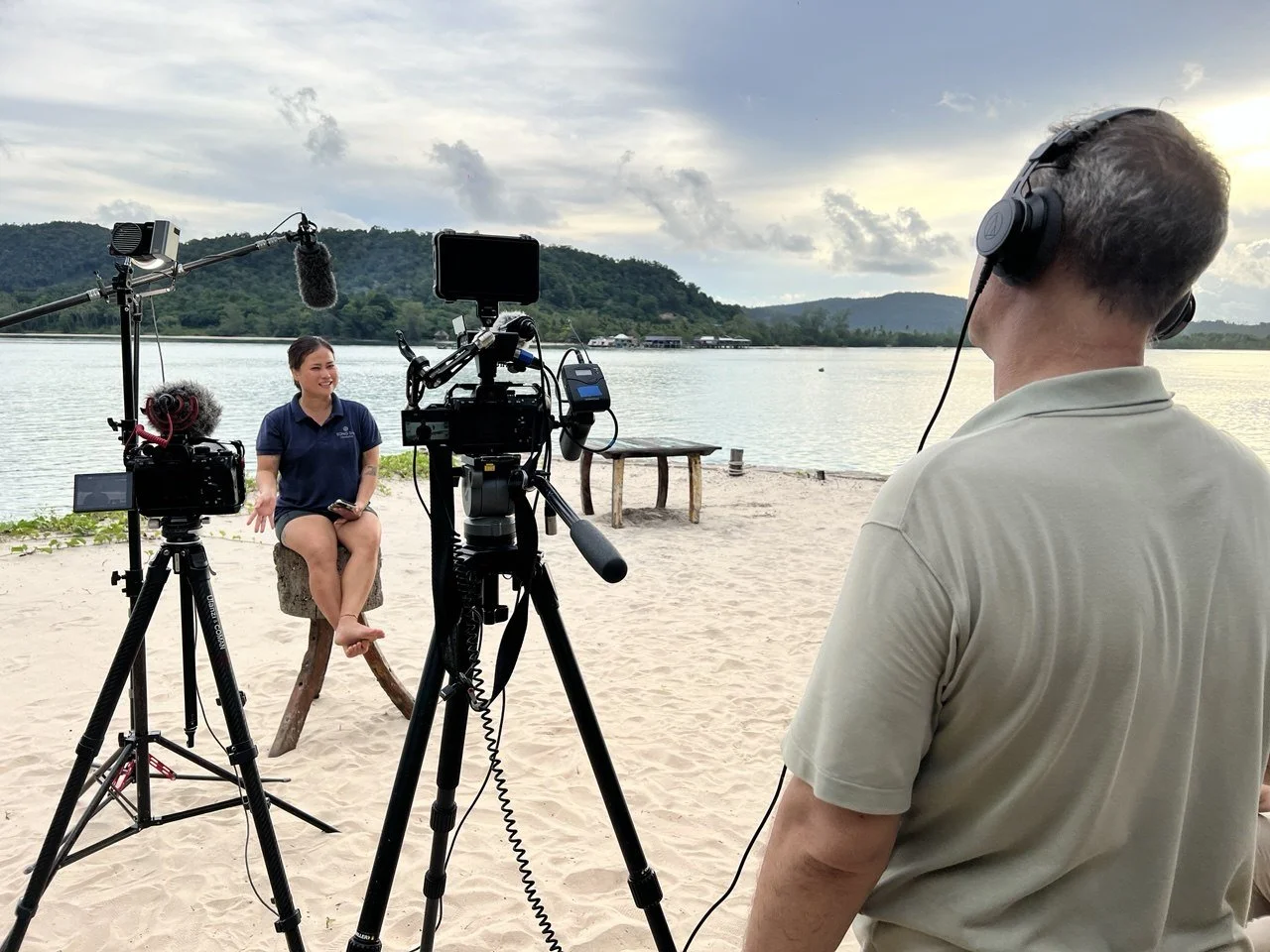 Morokot Long, marine conservation and community engagement officer at the Song Saa Foundation, interviewed on a beach in the Koh Rong Archipelago, Cambodia
