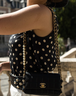 Chanel Small Classic Bag in Black with Pearls (2002/03) — singulié