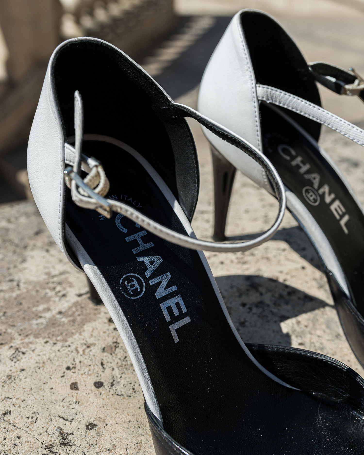 Chanel Bi-Color Pumps with Ankle Strap — singulié
