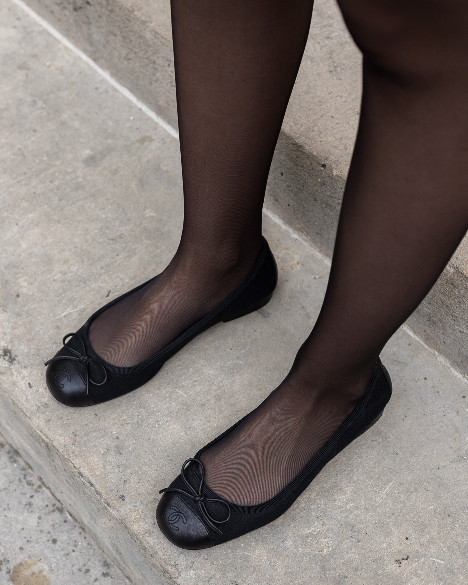 Chanel Bi-Material Ballerinas in Black — singulié