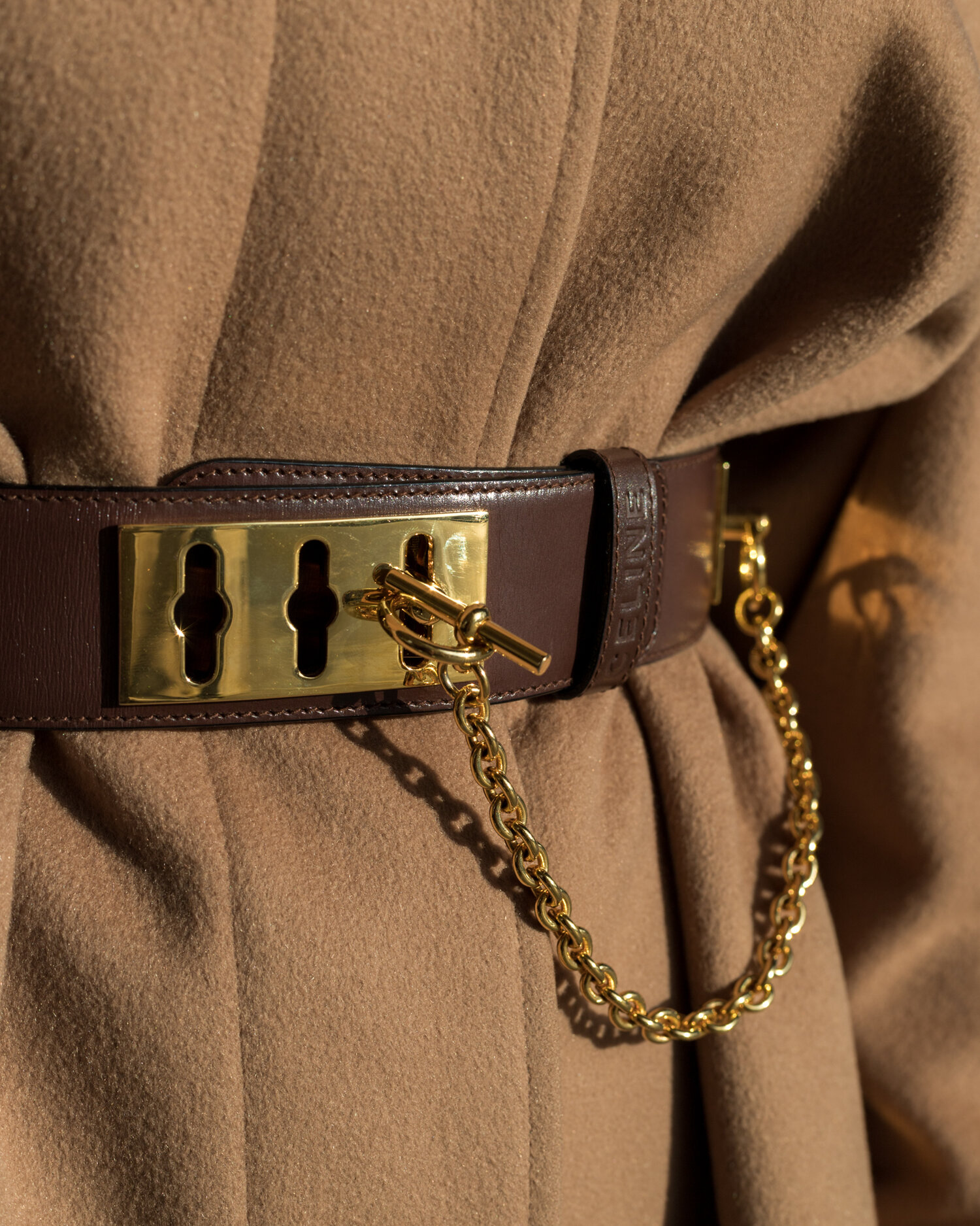 chanel brown leather belt women