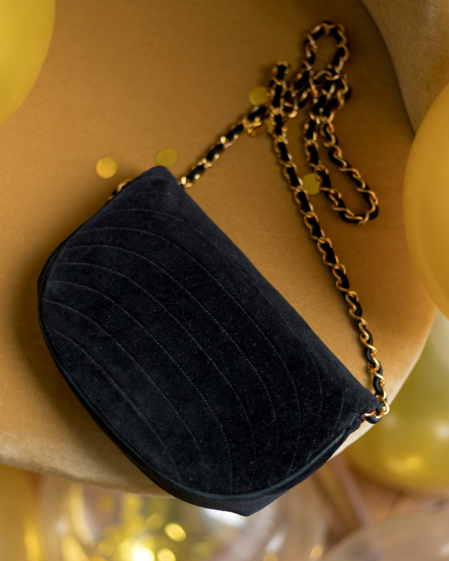 Tory Burch Kira Velvet Mini Flap Bag - Black/Gold