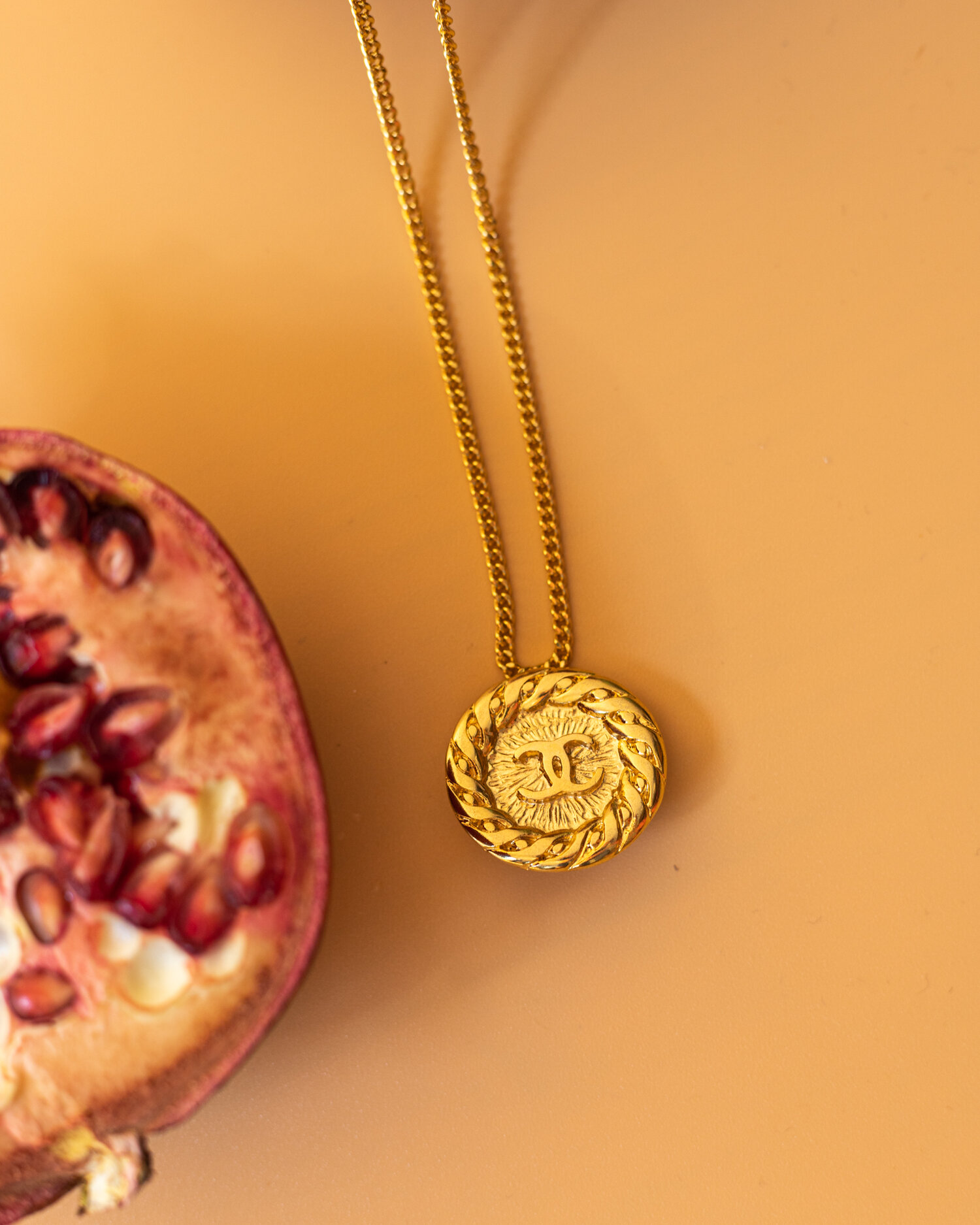 Chanel Vintage Circular CC Coin Pendant Necklace