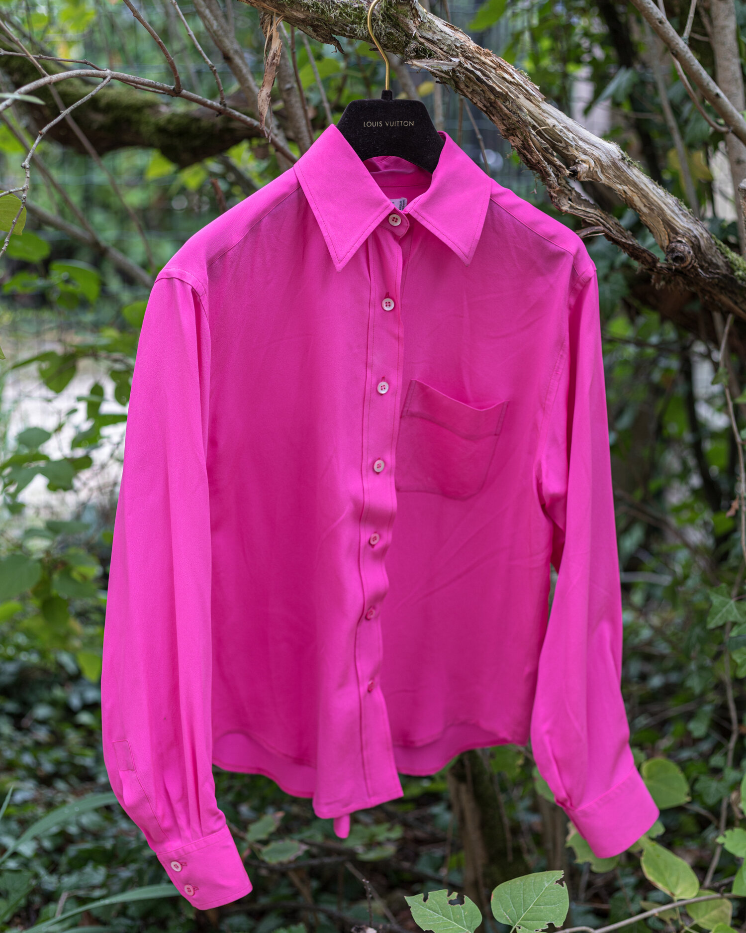 Vintage Celine Silk Blouse in Fuchsia Pink — singulié
