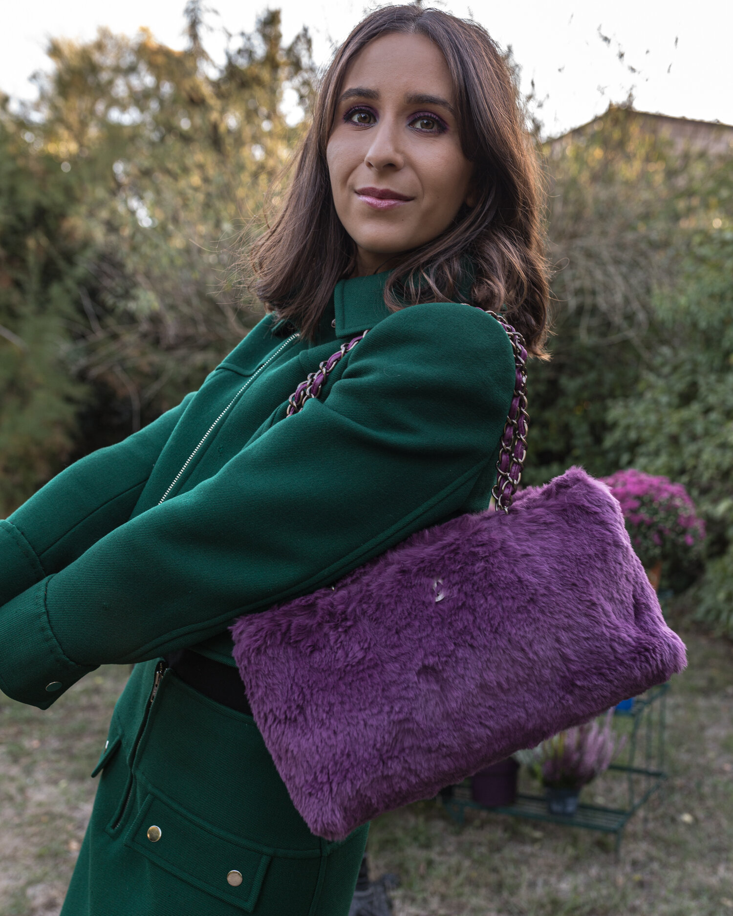 Vintage Chanel Shopping Bag in Violet Rabbit Fur — singulié
