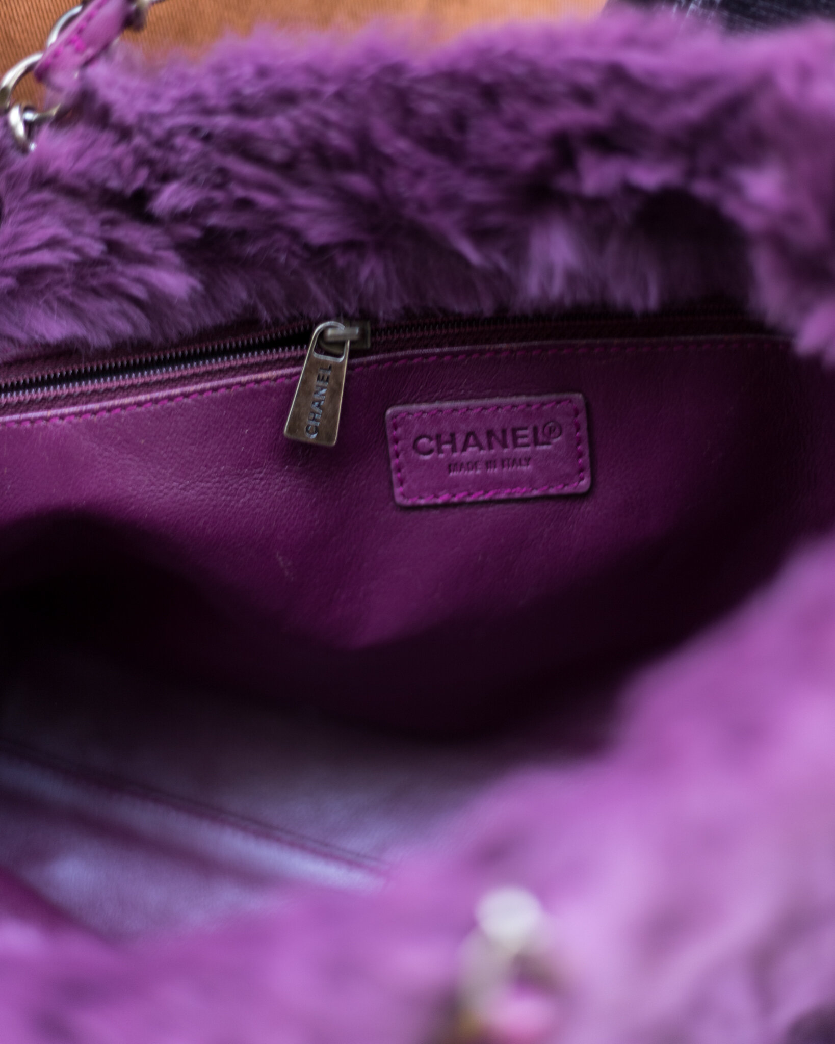 chanel rabbit fur bag