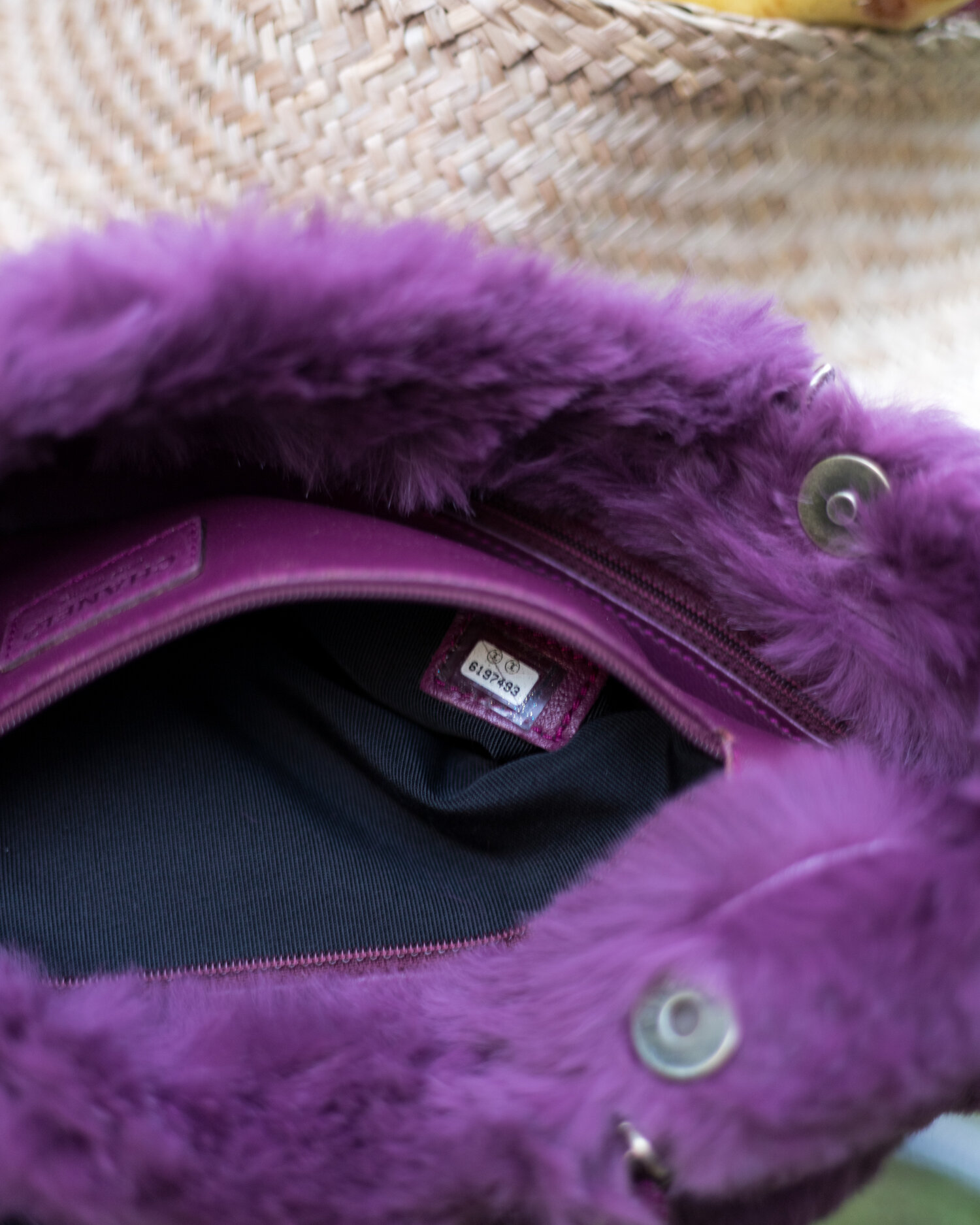Vintage Chanel Shopping Bag in Violet Rabbit Fur — singulié