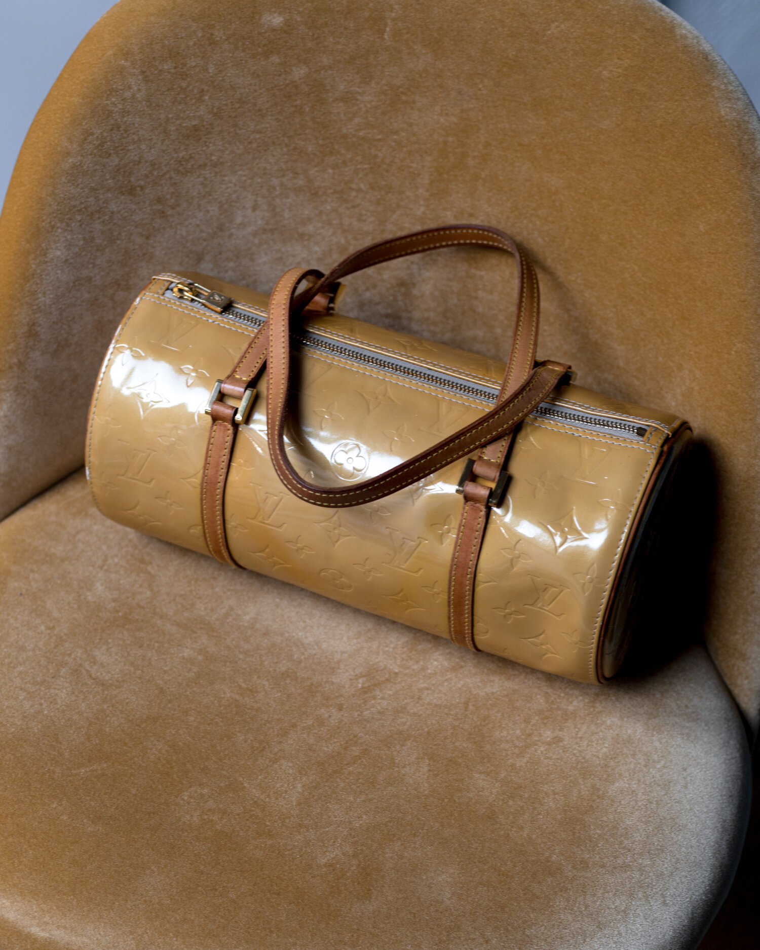 Louis Vuitton Papillon Bag in Green Ochre Patent Leather, Women's