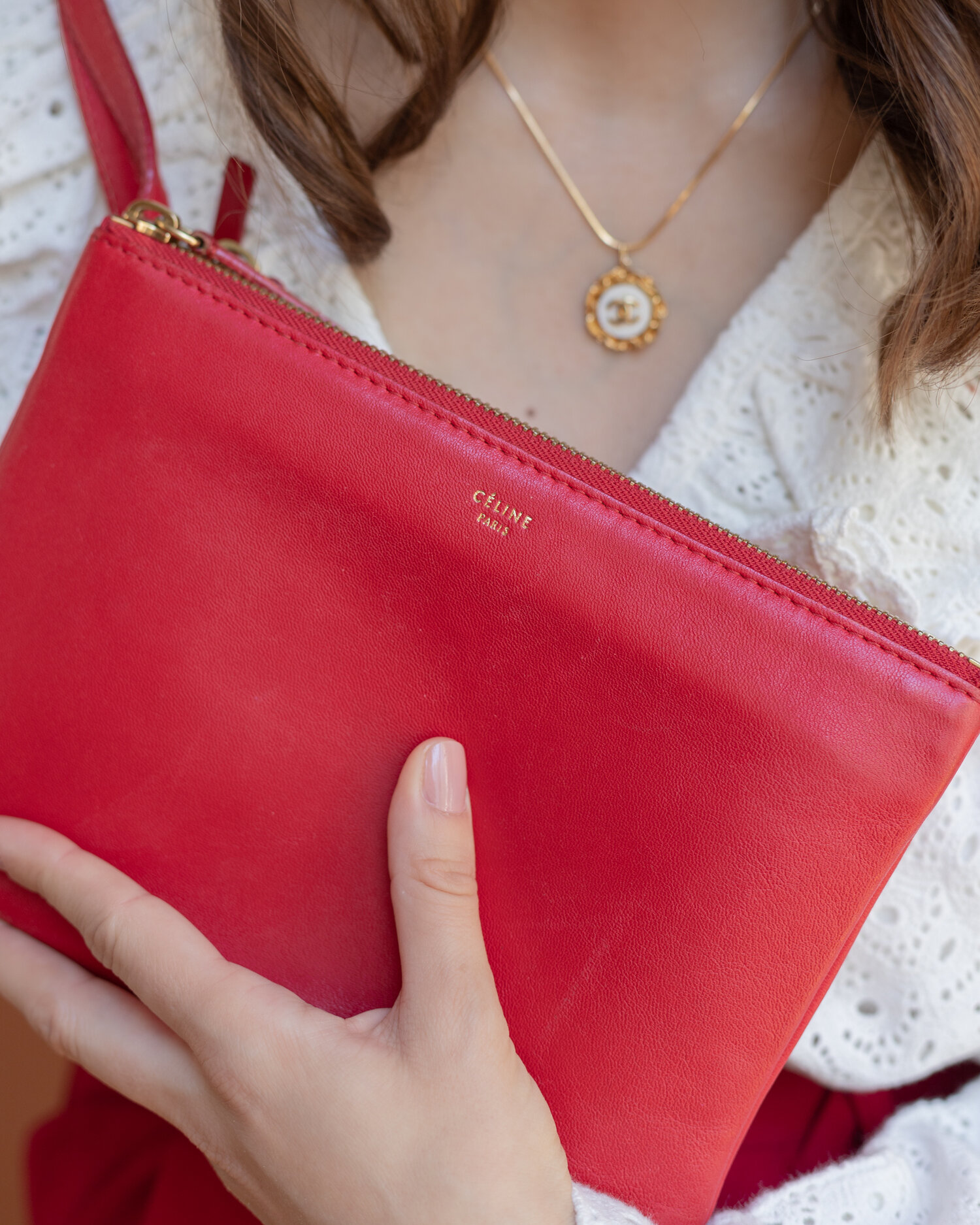 Pre-loved Celine Trio Bag in Red — singulié