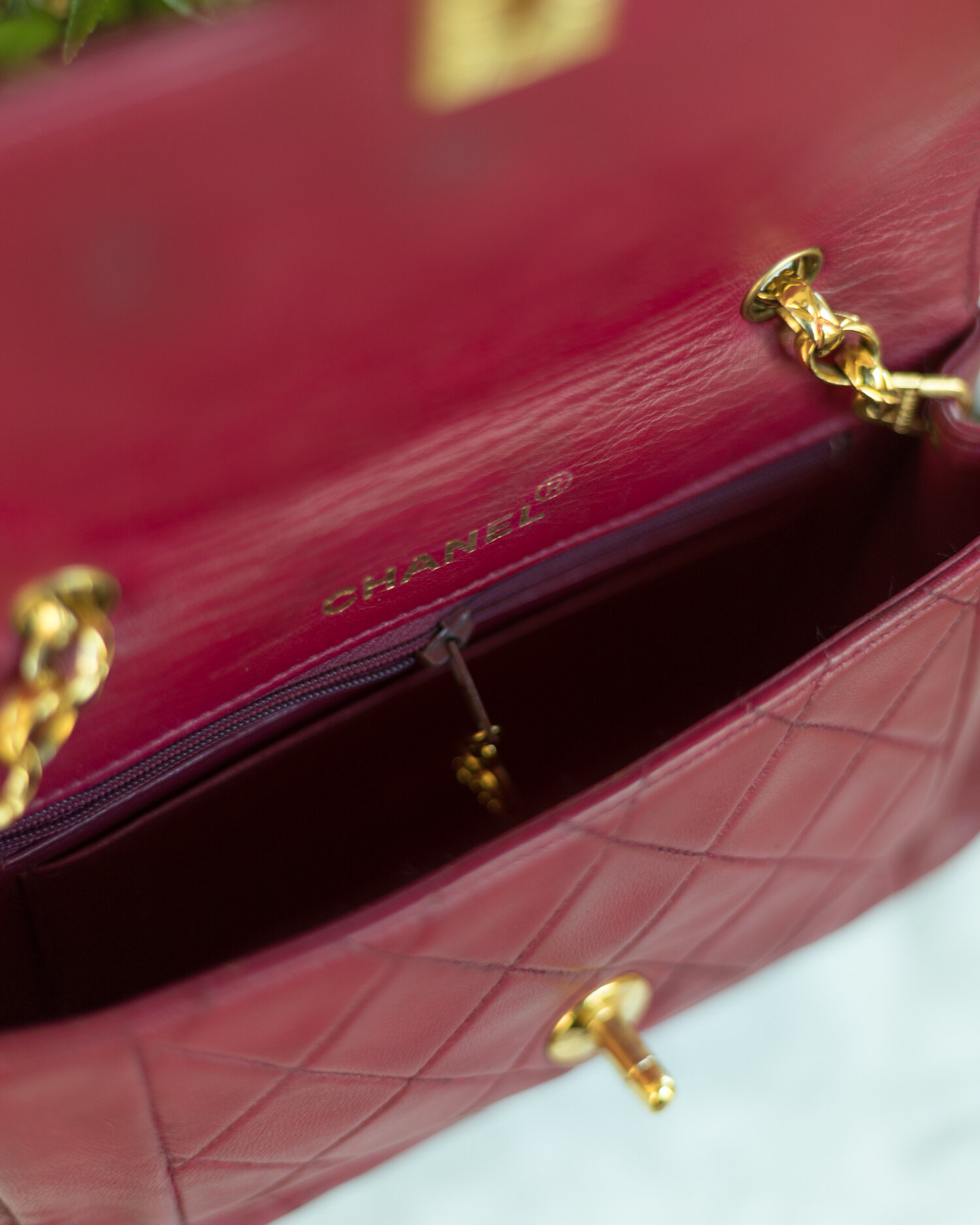 pink leather chanel bag vintage
