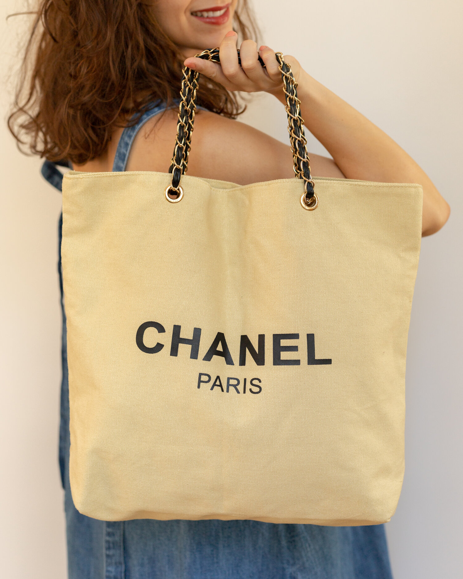 chanel large canvas tote handbag