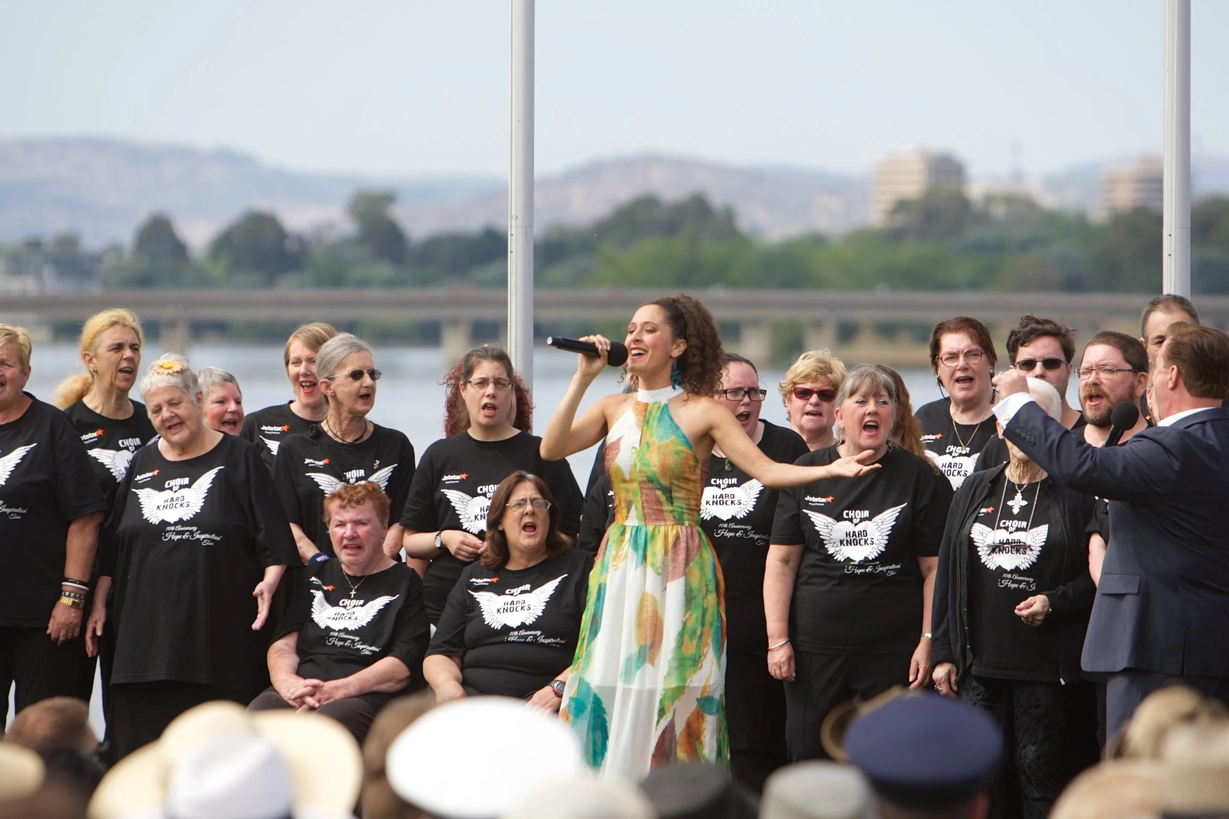 Patron, Danielle Matthews performs with the Choir of Hard Knocks at the Citizenship Ceremony in Canberra, 2017