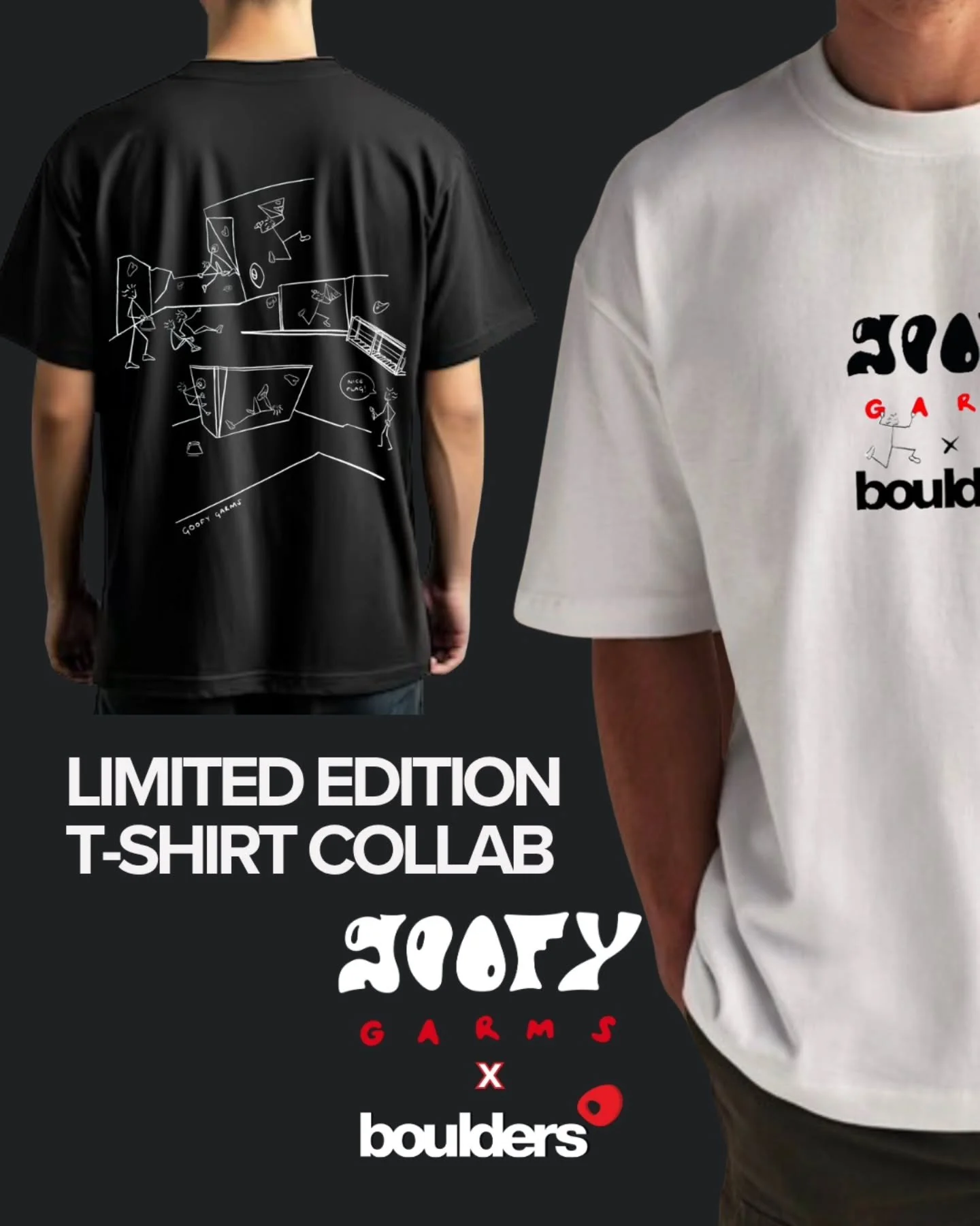 👕 @TheGoofyGarms x Boulders Collab!

These limited edition T-Shirts will sell out fast, so pre-order yours via the link in our bio today!

Pre-orders close Tuesday 28th October at 10am. T-Shirts will be available for collection during our Halloween 
