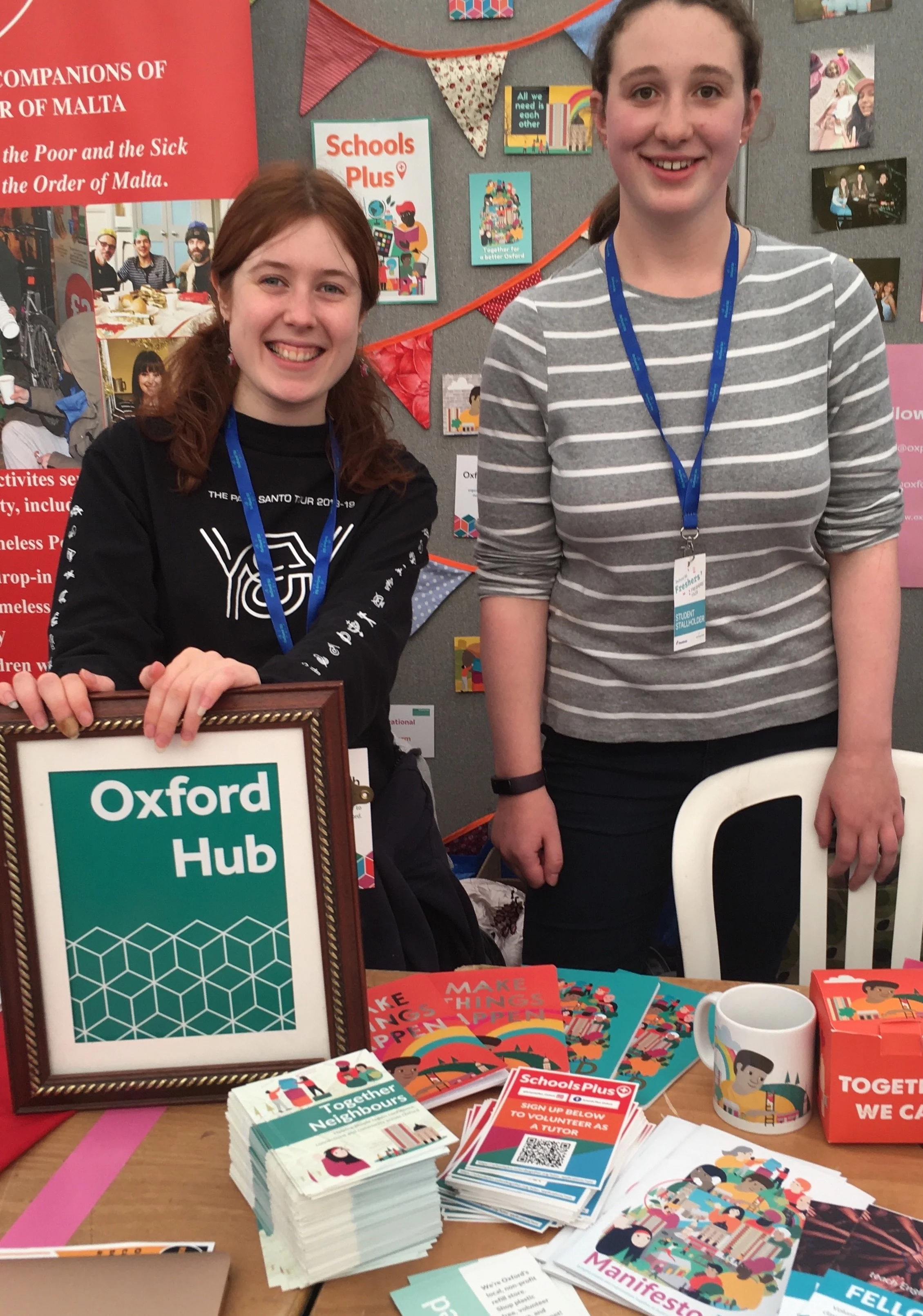 Madeleine and another member of the Oxford Hub staff team at the Oxford University freshers fair 2021
